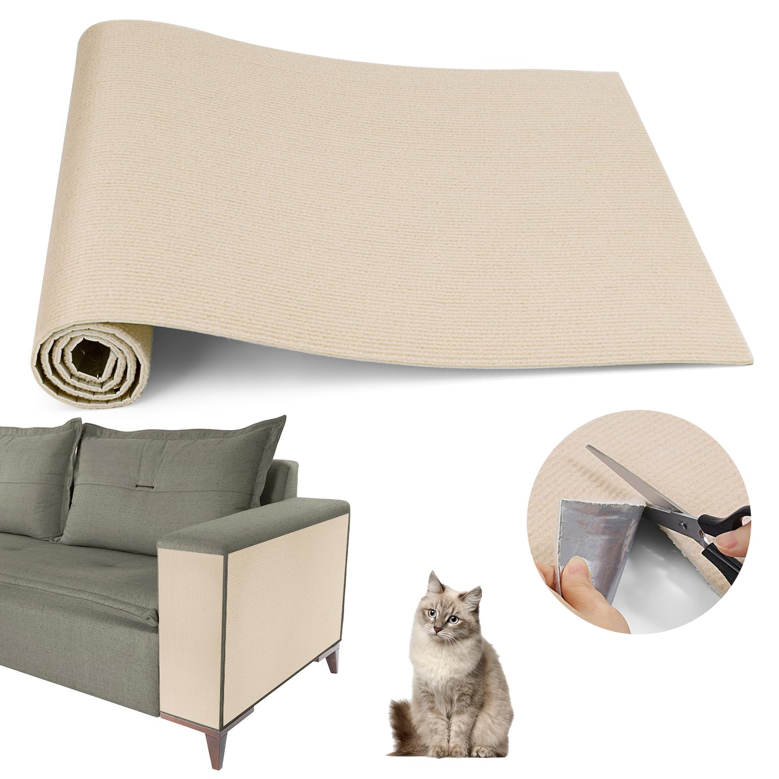 Ankilo Upgraded Cat Scratching Mat, 39''X15.7'', Self-Adhesive Scratching Boards, Felt Cat Scratching Mat, Free Cutting, Cat Scr