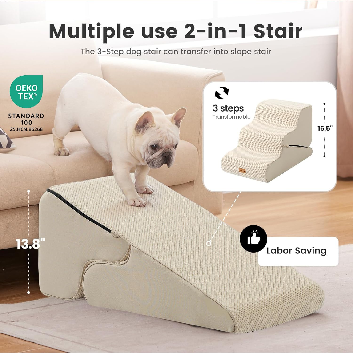 Gardner Pet Dog Stairs for Small Dogs 22.8 H, 5-Step Black Curved Pet Stairs, Dog Steps for High Bed, Couch (24-30 in) with Dura