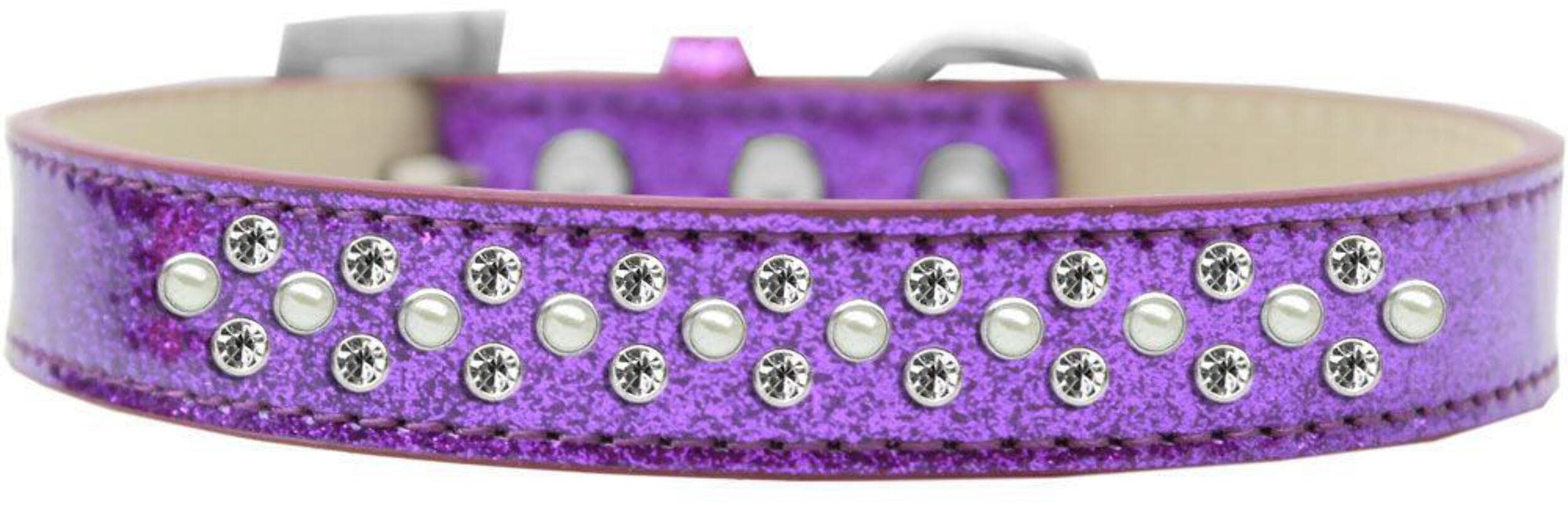 Mirage Pet Products Sprinkles Ice Cream Dog Collar with Pearl and Clear Crystals, Size 18, Purple