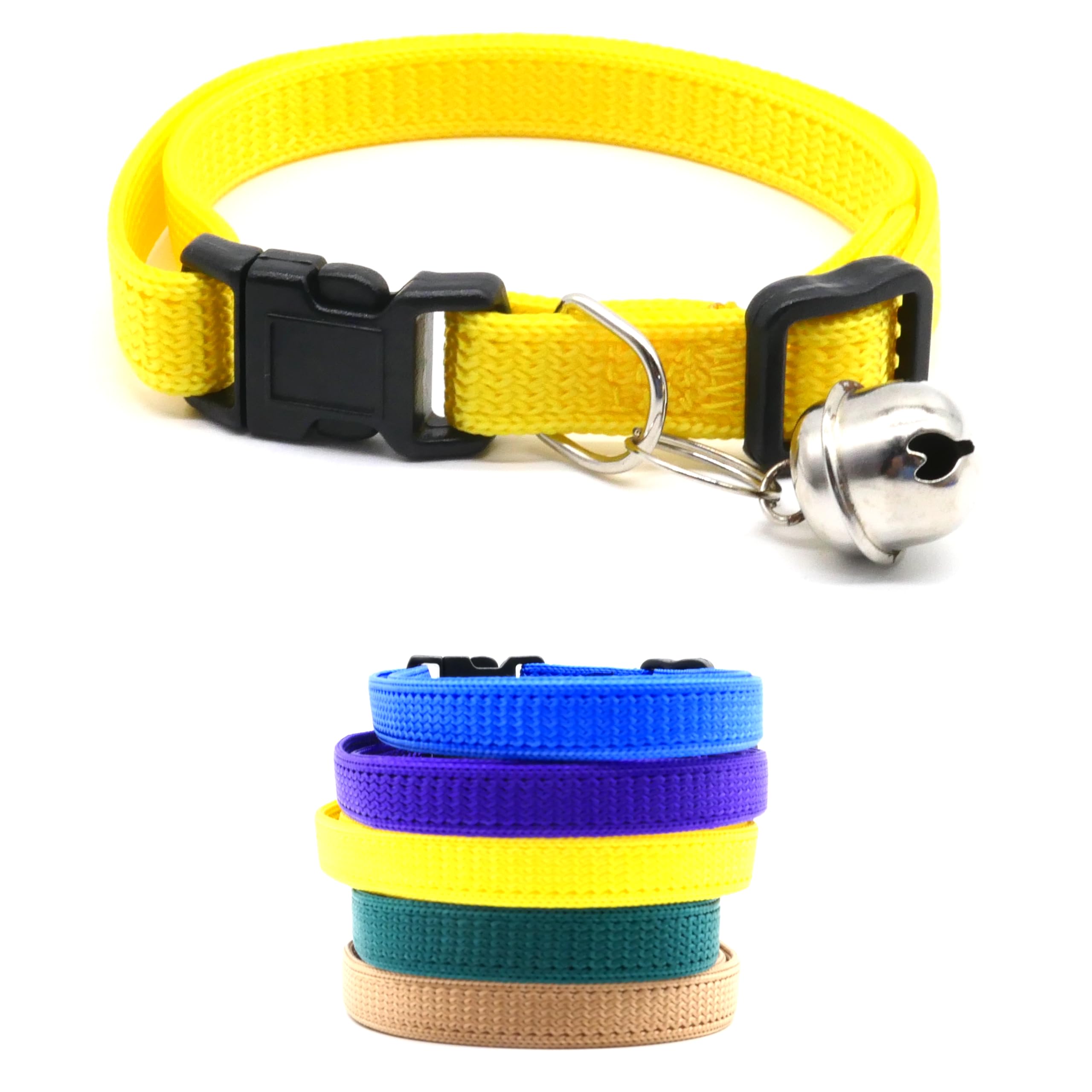 Ela Inc. 5 Pack Breakaway Cat Collars With Detachable Bells Adjustable Soft Kitten Collars For Boys & Girls, Small Pet Safety Co