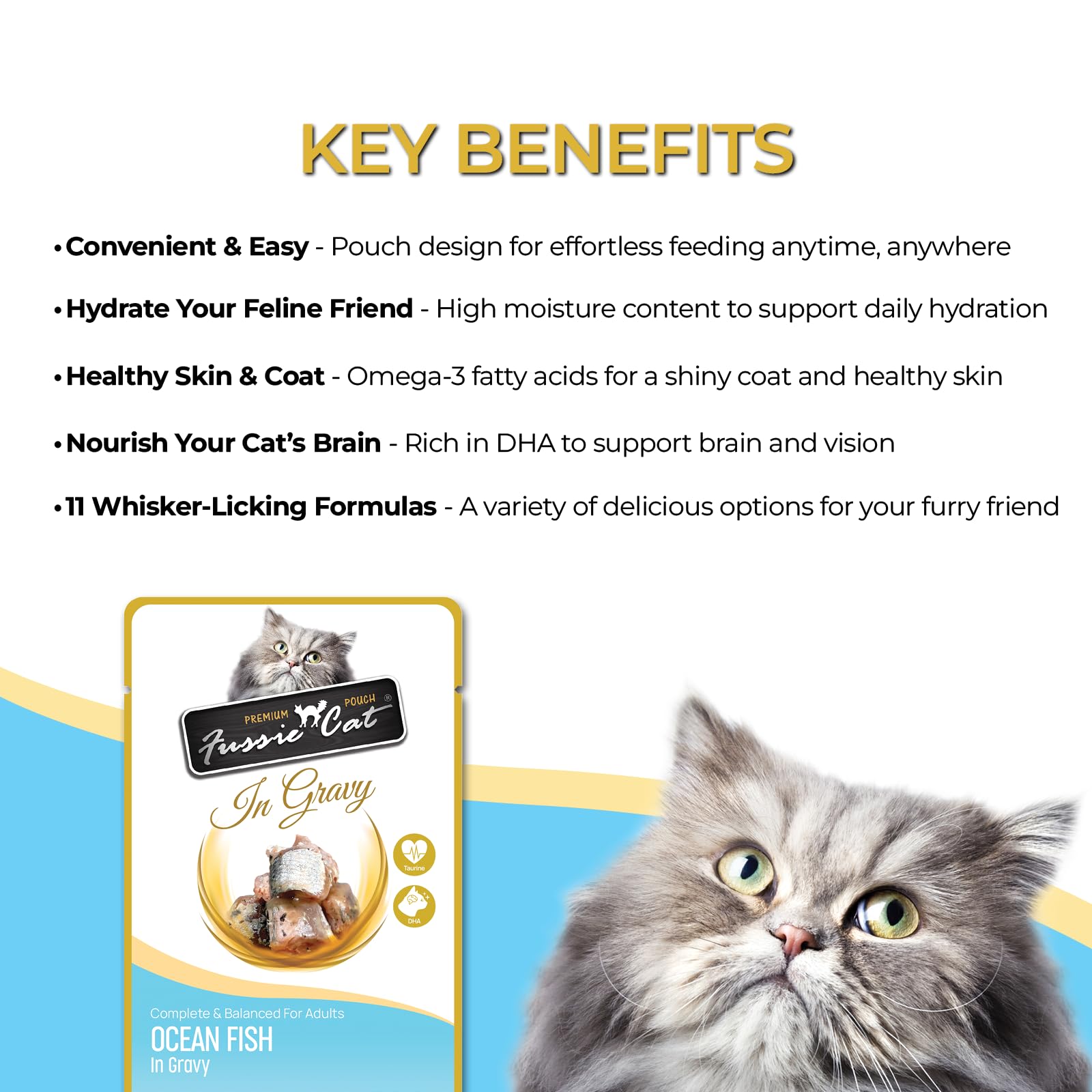 Fussie cat Premium Ocean Fish in Gravy, 2.4 Oz (Pack of 12)