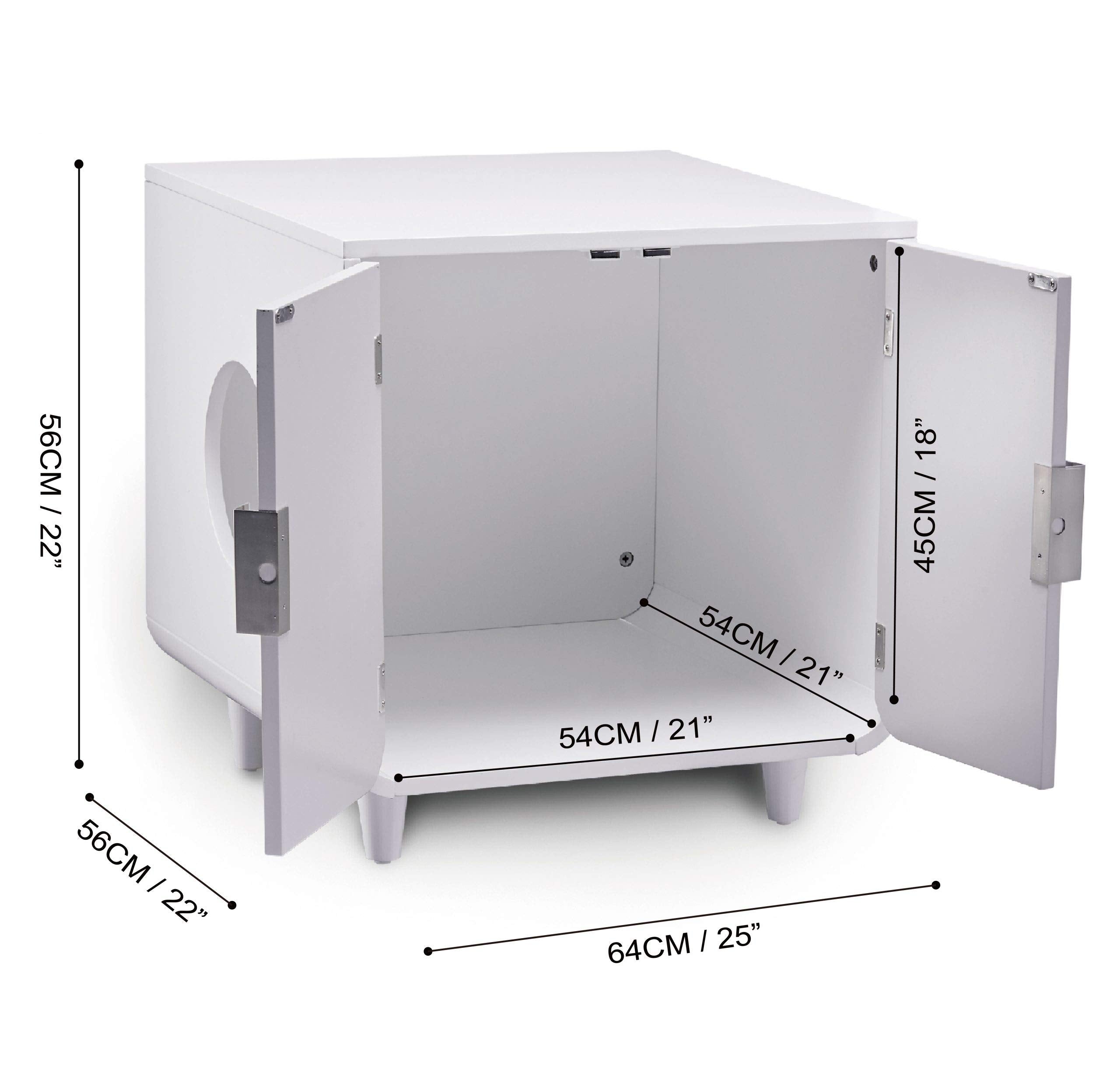 Teamson Pets Staart Dyad Cat Litter Box Enclosure - Solid Wood, Alpine White, One Size, Model ST-K100020