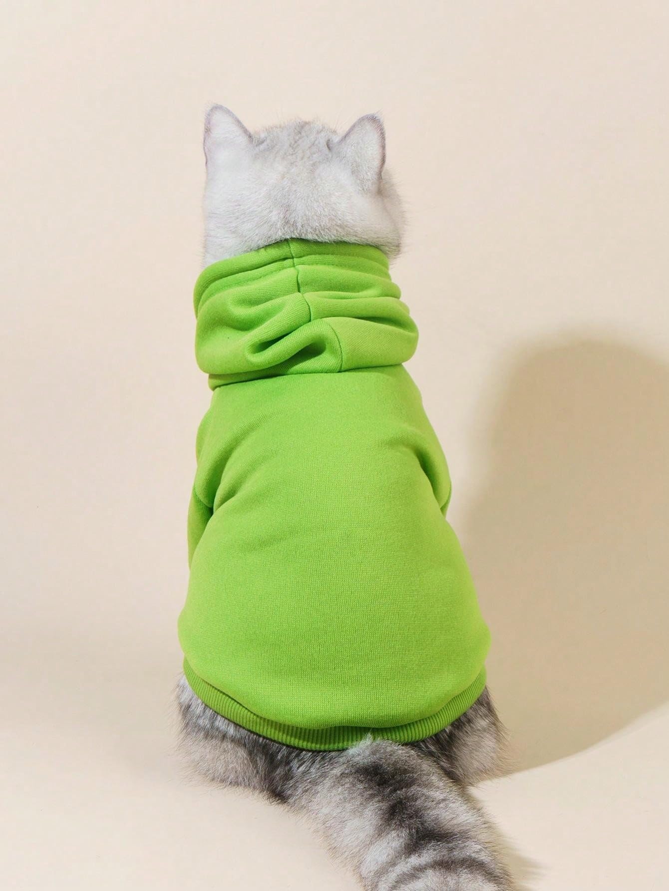 Qwinee Basic Dog Hoodie, Dog Warm Jacket, Cat Apparel, Dog Shirt, Dog Clothes For Puppy Kitten Small Medium Dogs Cats Green Xl