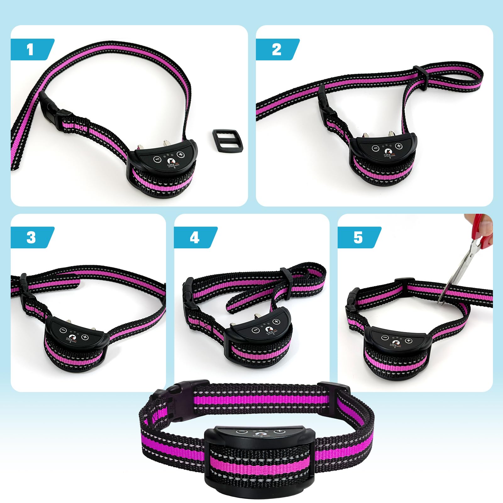 Replacement Collar For Shock Training Bark Collar,Dog Shock Collars Replacement, Nylon Replacement Collar Strap For E Collar Wireless Dog Fence Receivers(2 Piece Blue+Rose Red)