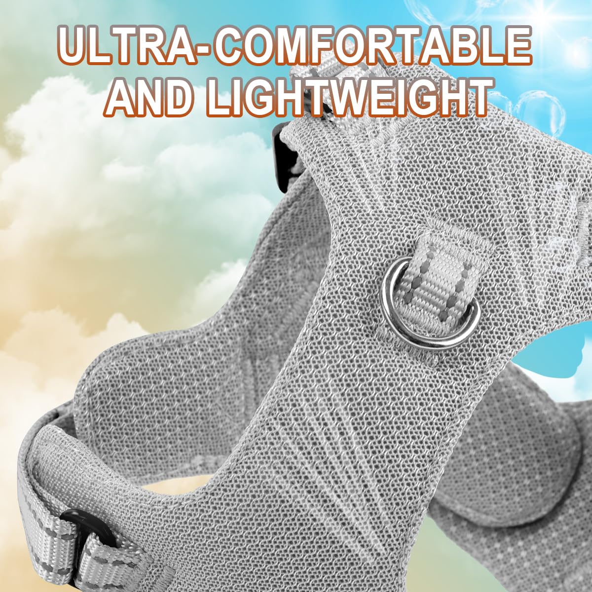 Barkbay Dog Harness, Reflective Adjustable No Pull Harness, Breathable Soft, Grey, Xxs