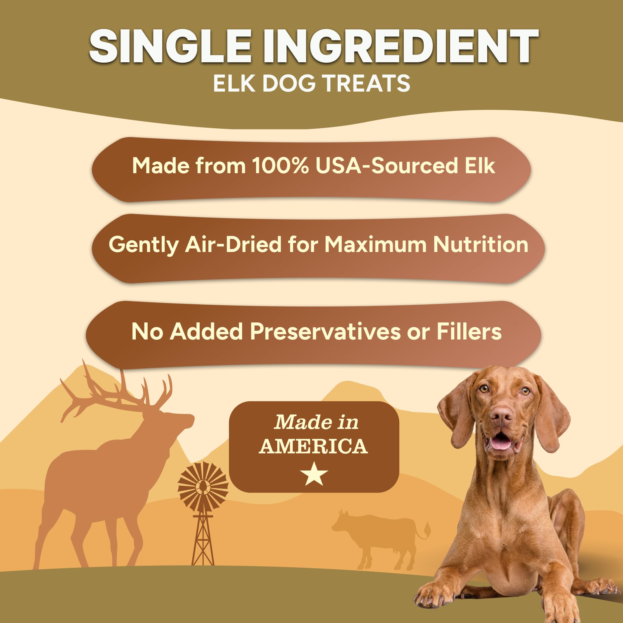 Gaines Family Farmstead Elk Chips for Dogs - 4 oz Natural High-Protein Dog Treats, Rawhide-Free Chews Made in USA - Healthy, Sin