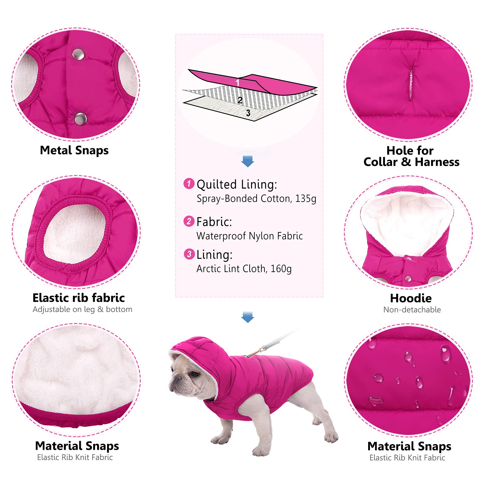 Fleece Hoodie, Windproof Waterproof Coat, Winter Warm Jacket, Cold Weather Pet Apparel Clothes Vest For Small Medium Large Dogs