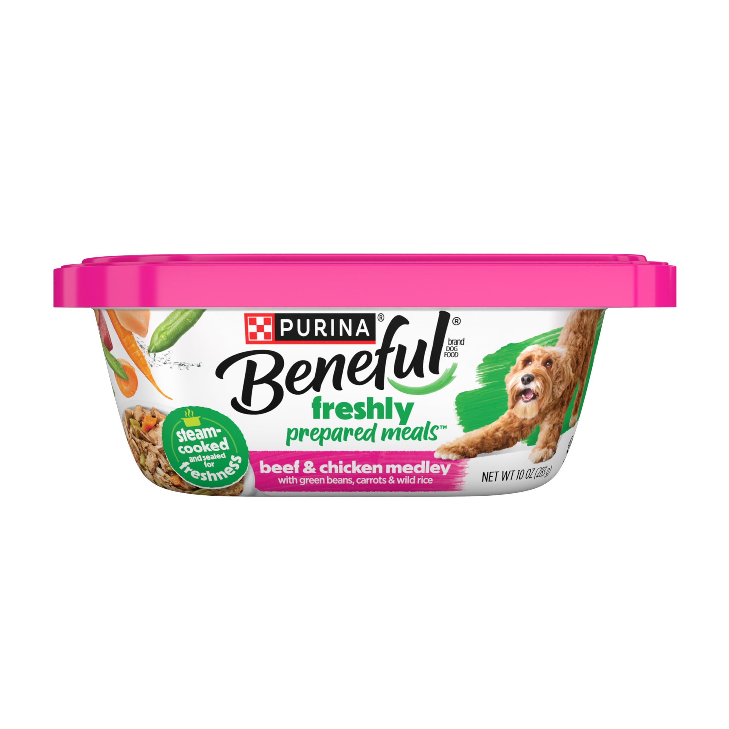 Purina Beneful High Protein, Wet Dog Food With Gravy, Prepared Meals Beef & Chicken Medley - (Pack of 8) 10 oz. Tubs