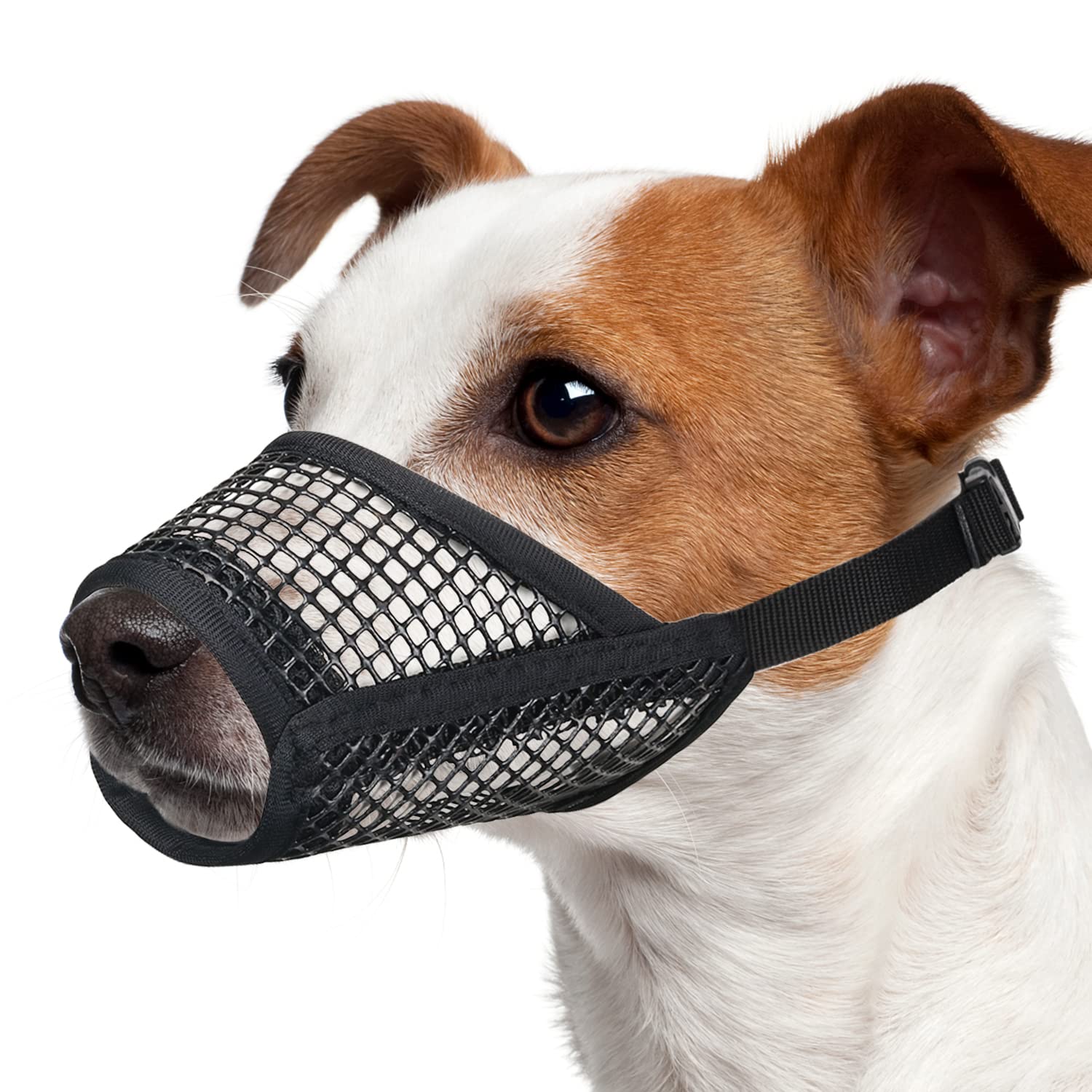 Mayerzon Dog Muzzle, Soft Mesh Muzzles For Small Medium Large Dogs Chihuahua Poodle Husky Labrador Retriever, Breathable Dog Mouth Guard For Biting Chewing Grooming, Allow Panting Drinking(M, Black)