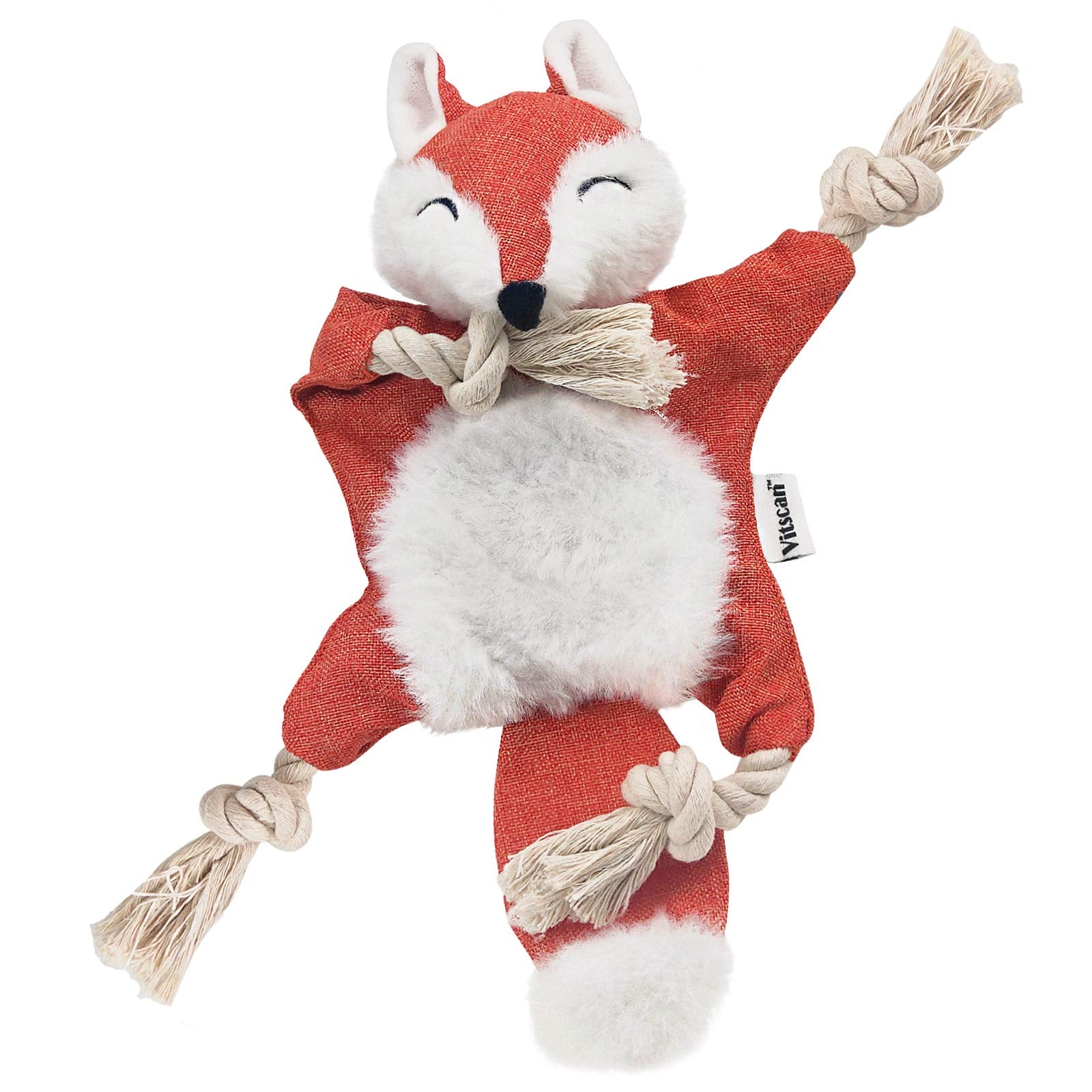 Fox Dog Toy With Squeaker, Stuffless Dog Toy Crinkle Hunting Dog Toy Plush Durable Dog Squeaky Toys Cotton Rope Dog Toy Througho