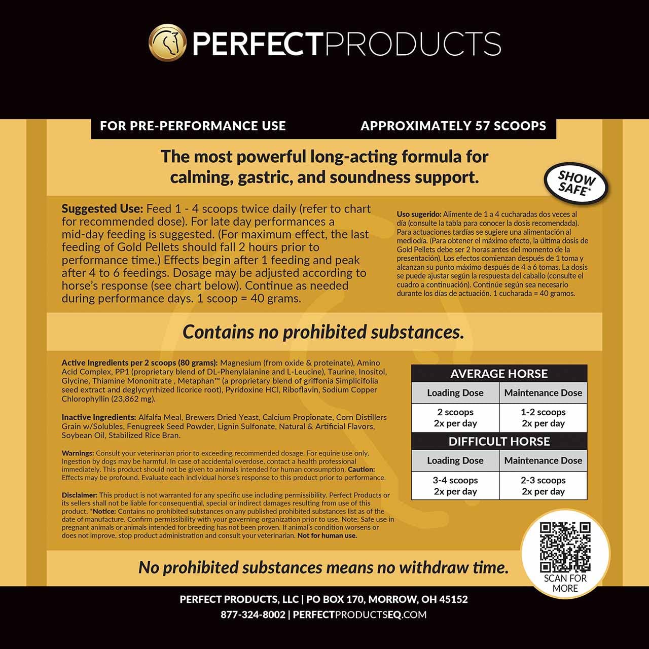 Perfect Prep EQ Gold Complete Calming Pellets (2LB)