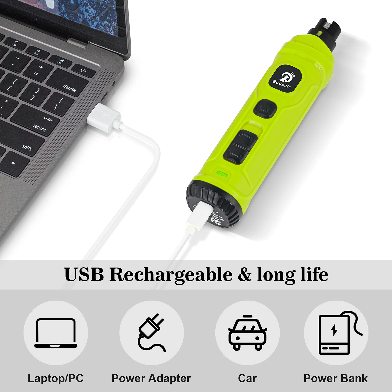 Bousnic Dog Nail Grinder With 2 Led Light - Super Quiet Pet Nail Grinder Powerful 2-Speed Electric Dog Nail Trimmer File Toenail Grinder For Puppy Small Medium Large Breed Dogs & Cats (Green)