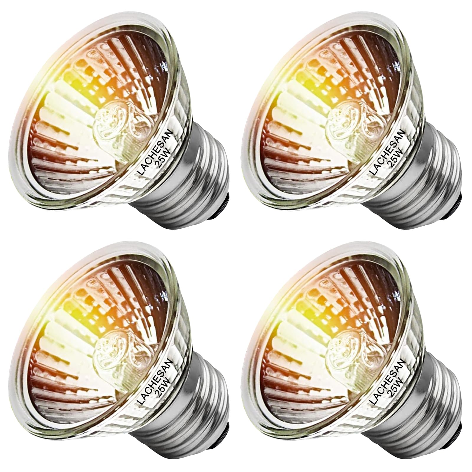 Lachesan 4-Pack 25W Uva Bulbs, Fit E26 Heat Reptile Lamp, Light Turtle Heat Lamp For Reptiles And Amphibian Tanks, Terrariums An