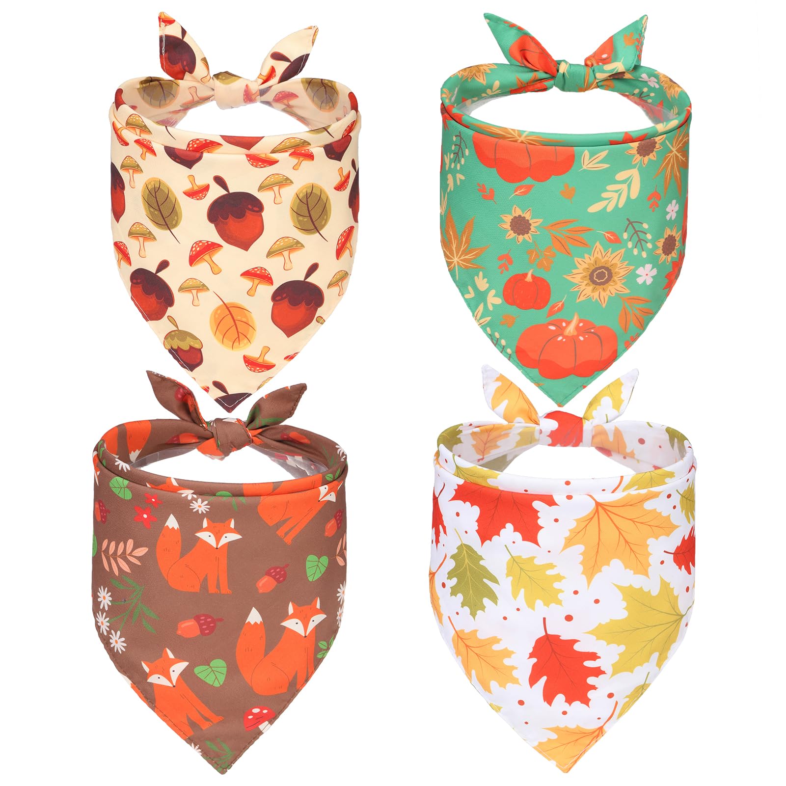 Expawlorer Fall Dog Bandana - 4 Pack Holiday Dog Bandanas Costume Boy And Girl, Soft Reversible Autumn Triangle Pet Scarfs Bibs,