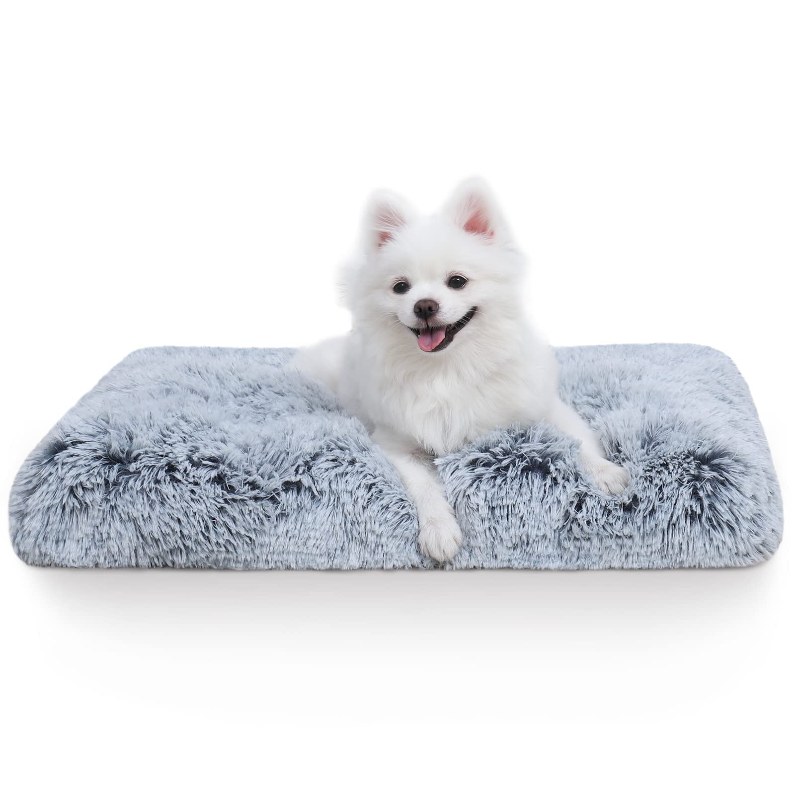 Vonabem Small Dog Bed Crate Pad Puppy Bed 24 Inch, Washable Fluffy Plush Pet Beds, Anti-Slip Dog Crate Bed For Small Dogs And Cats,Dog Mats For Sleeping And Anti Anxiety, Kennel Pad Grey