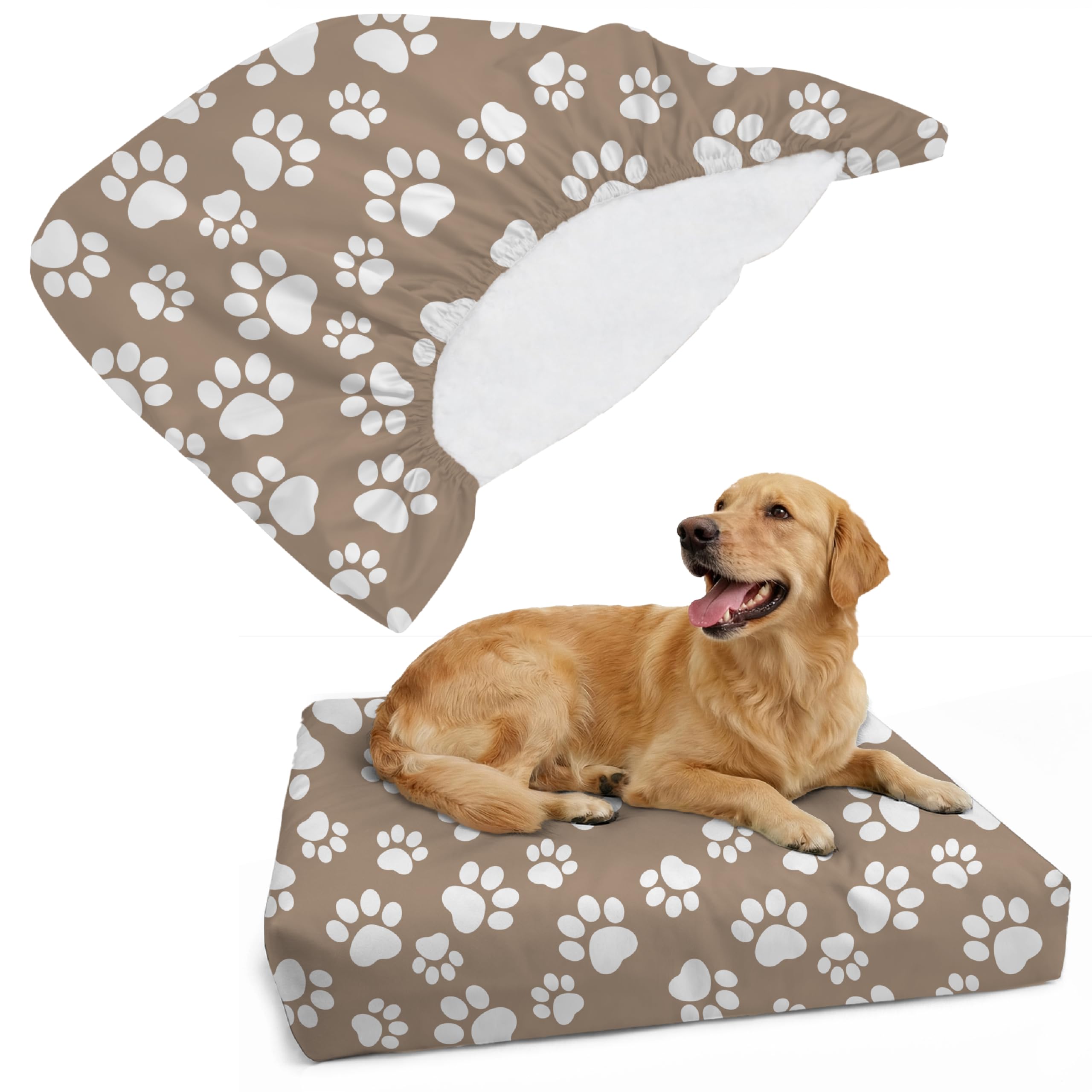 DUKE&LEFTY PetBed Slipcover-Stretch Soft Petbed Cover-USA Company-Universal-Easy to Remove (Zipper Free)-Tan/Medium
