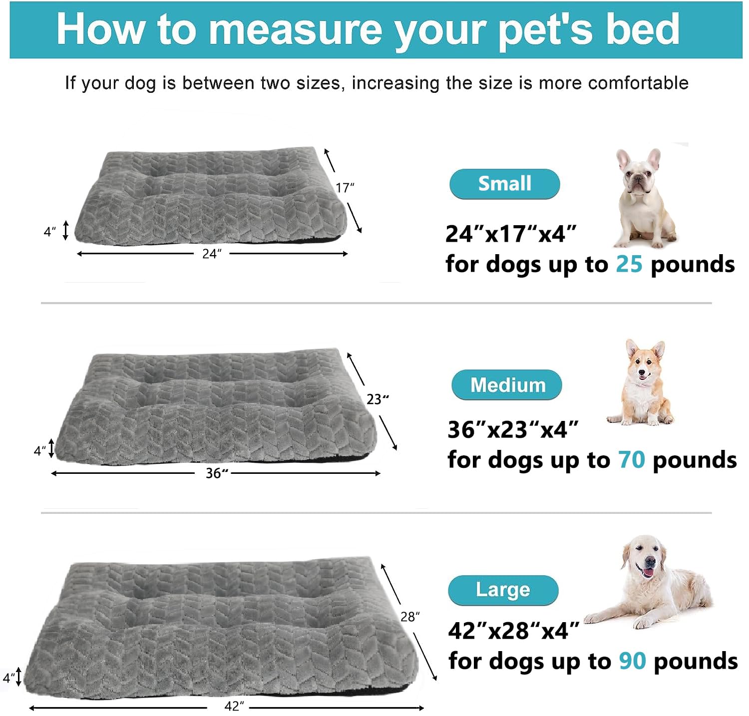 Necesitar Xlarge Dog Bed For Crate Washable Deluxe Plush Dog Crate Beds Comfy Kennel Pad Anti-Slip Pet Sleeping Mat For Large Br