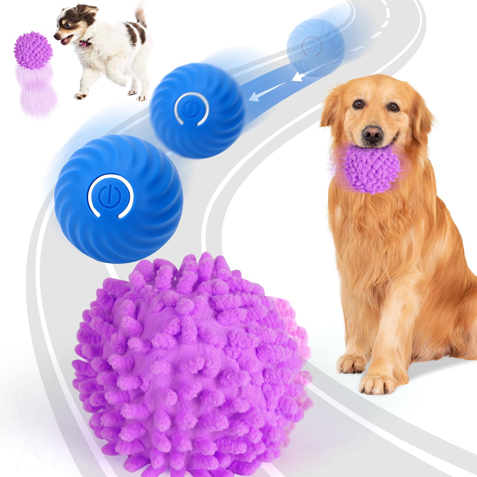 Interactive Ball For Dogs, Automatic Moving Dog Toy Ball With Cover, Bouncing & Rotating Electric Pet Balls For All Breed Sizes 