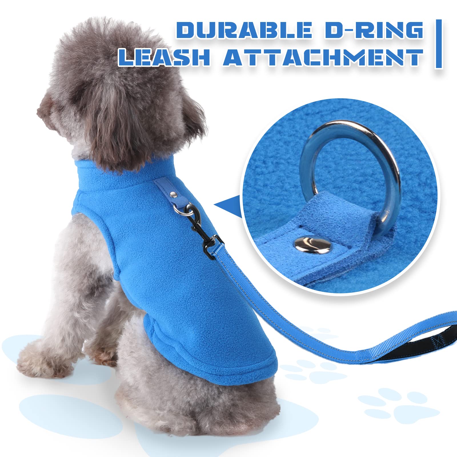 Petcare Small Dog Sweater Cat Fleece Vest Soft Dog Jacket With Leash O-Ring Winter Warm Pet Pullover Coat Puppy Clothes For Smal
