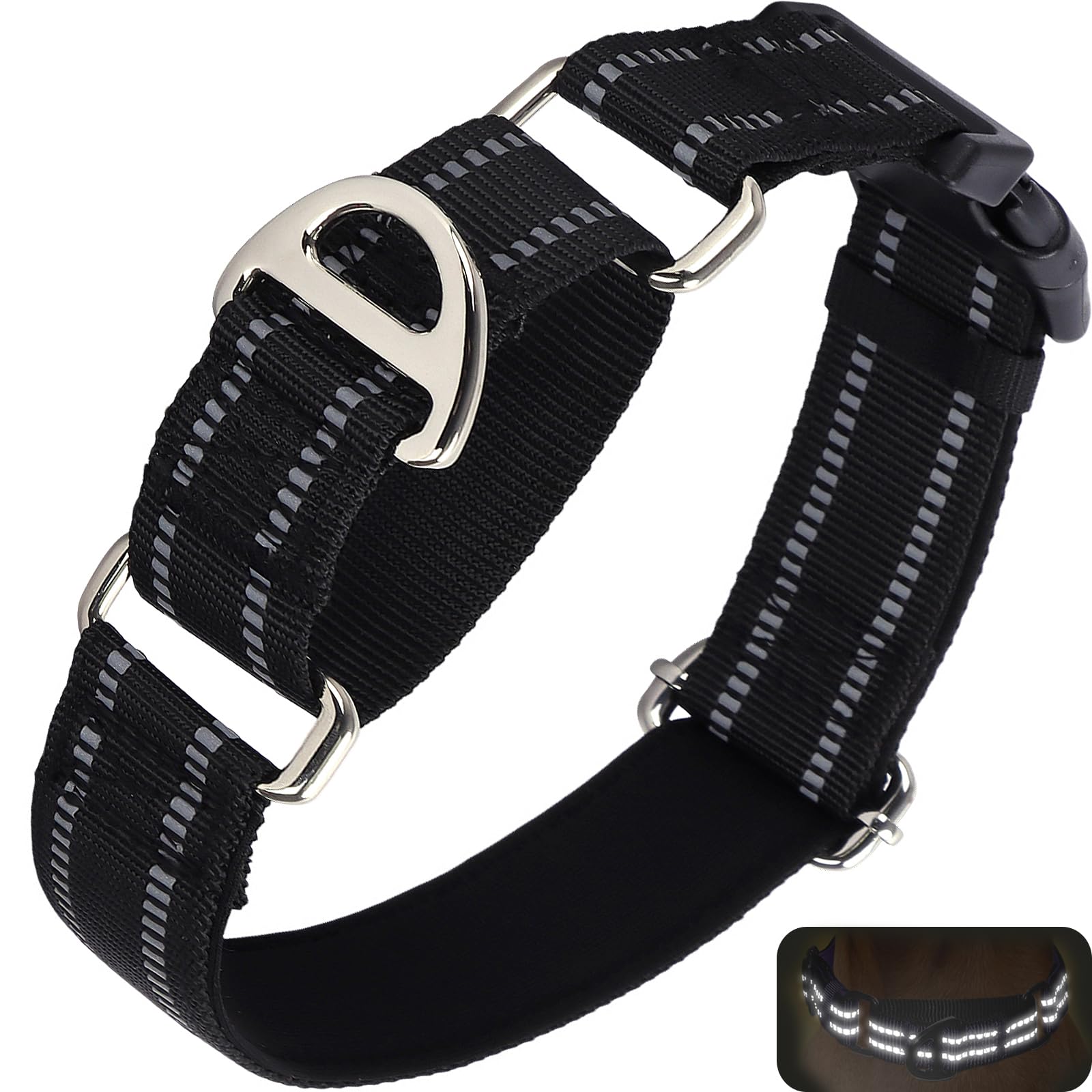 Onefojojo Martingale Collar For Medium Dogs Reflective Nylon Dog Collar With Quick Release Buckle Adjustable Training No Slip Do