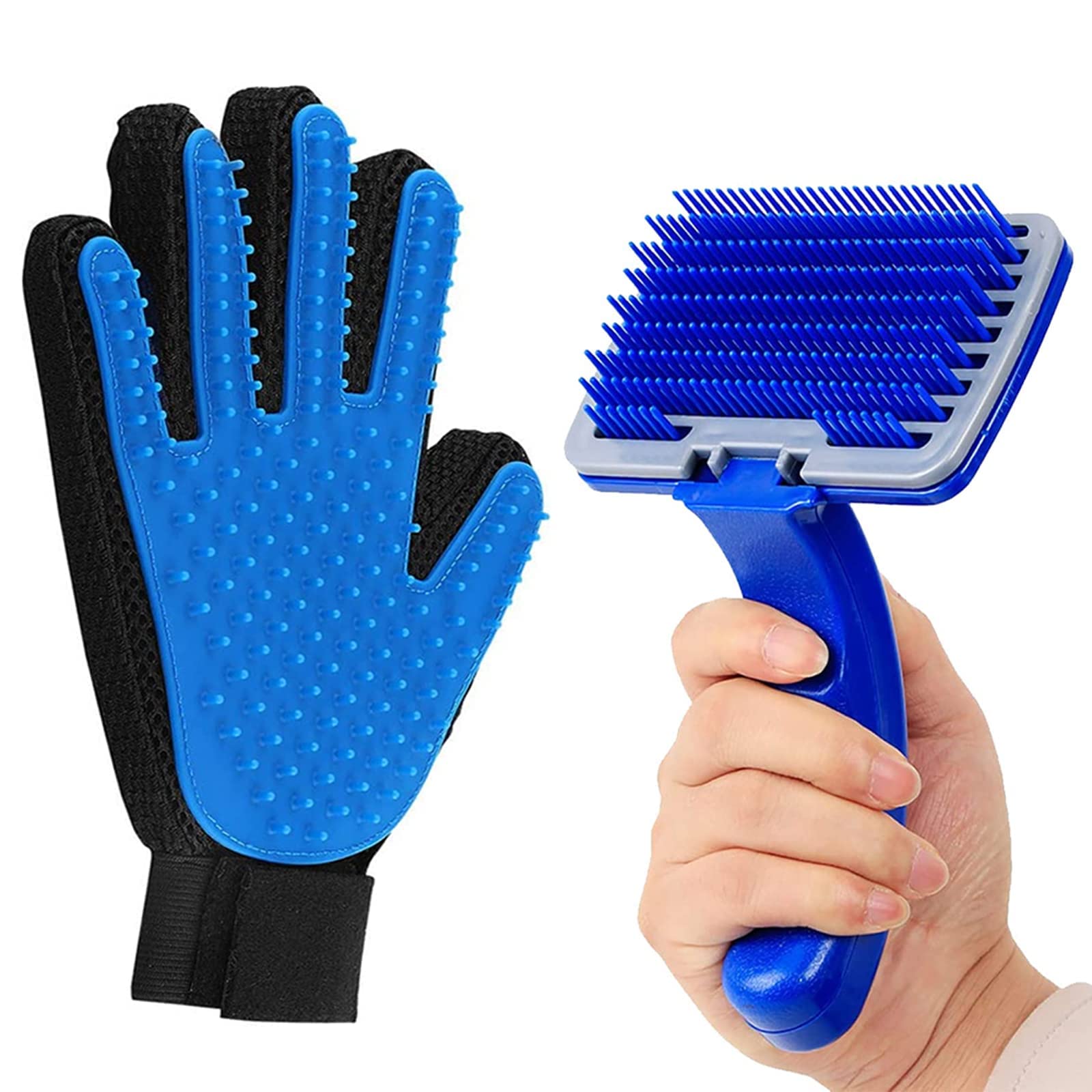 Emily Pets Combo Of 2, Slicker Brush Pet Grooming Glove For Dogs And Cats Shedding Small Medium Large Breeds Pet Hair Remover Gl