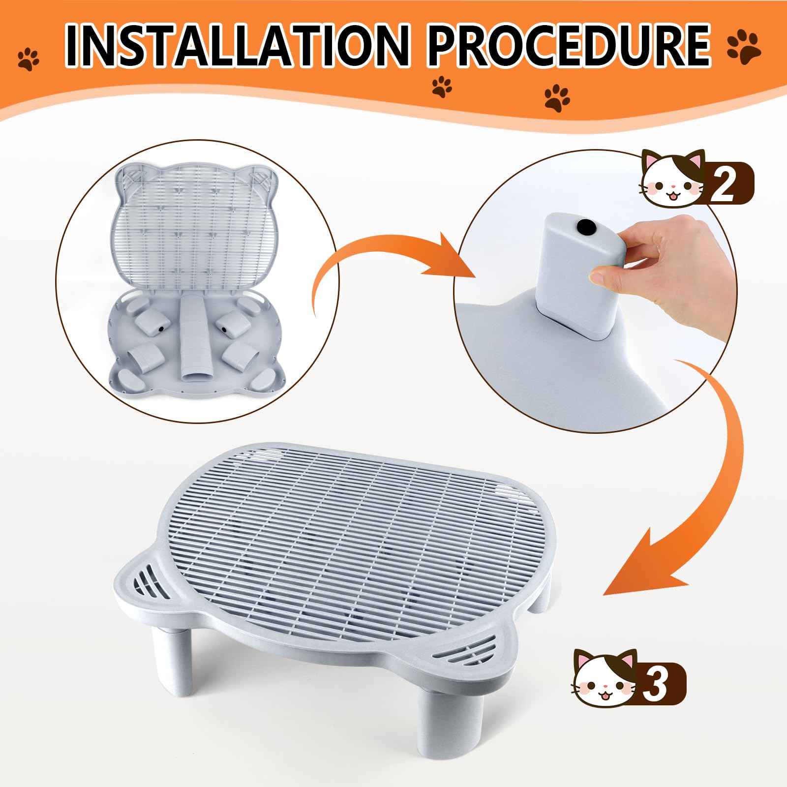 Bartuke Adjustable Cat Ramp Litter Box Step Double Layer With Filter Function, Elevated Litter Box Ramp For Senior Cats Easy Cle