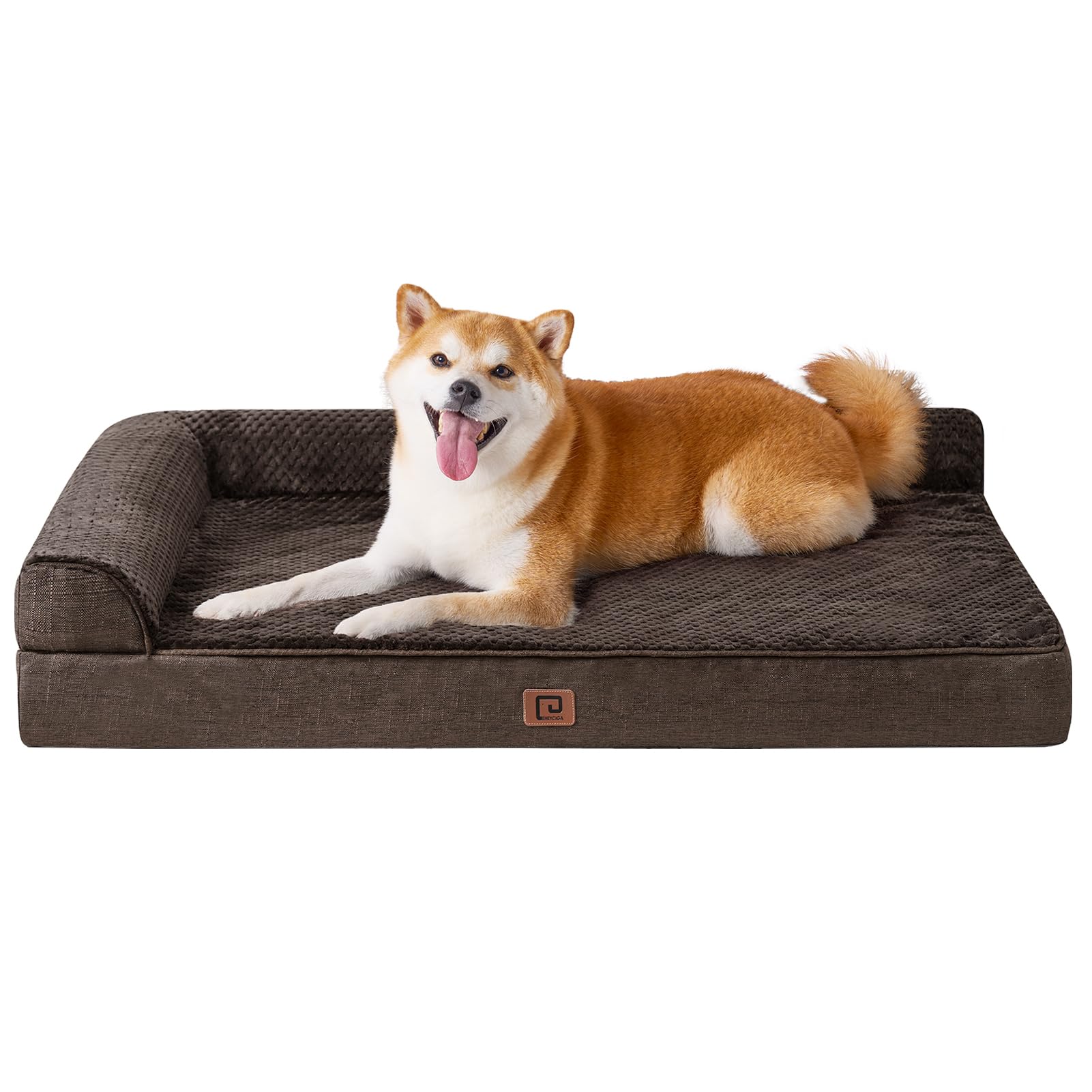 Eheyciga Memory Foam Orthopedic Dog Beds Large Sized Dog, Washable Dog Bed With Waterproof Lining Removable Cover, Dog Sofa Bed With Nonskid Bottom Pet Couch Bed, 36X27 Inches, Brown