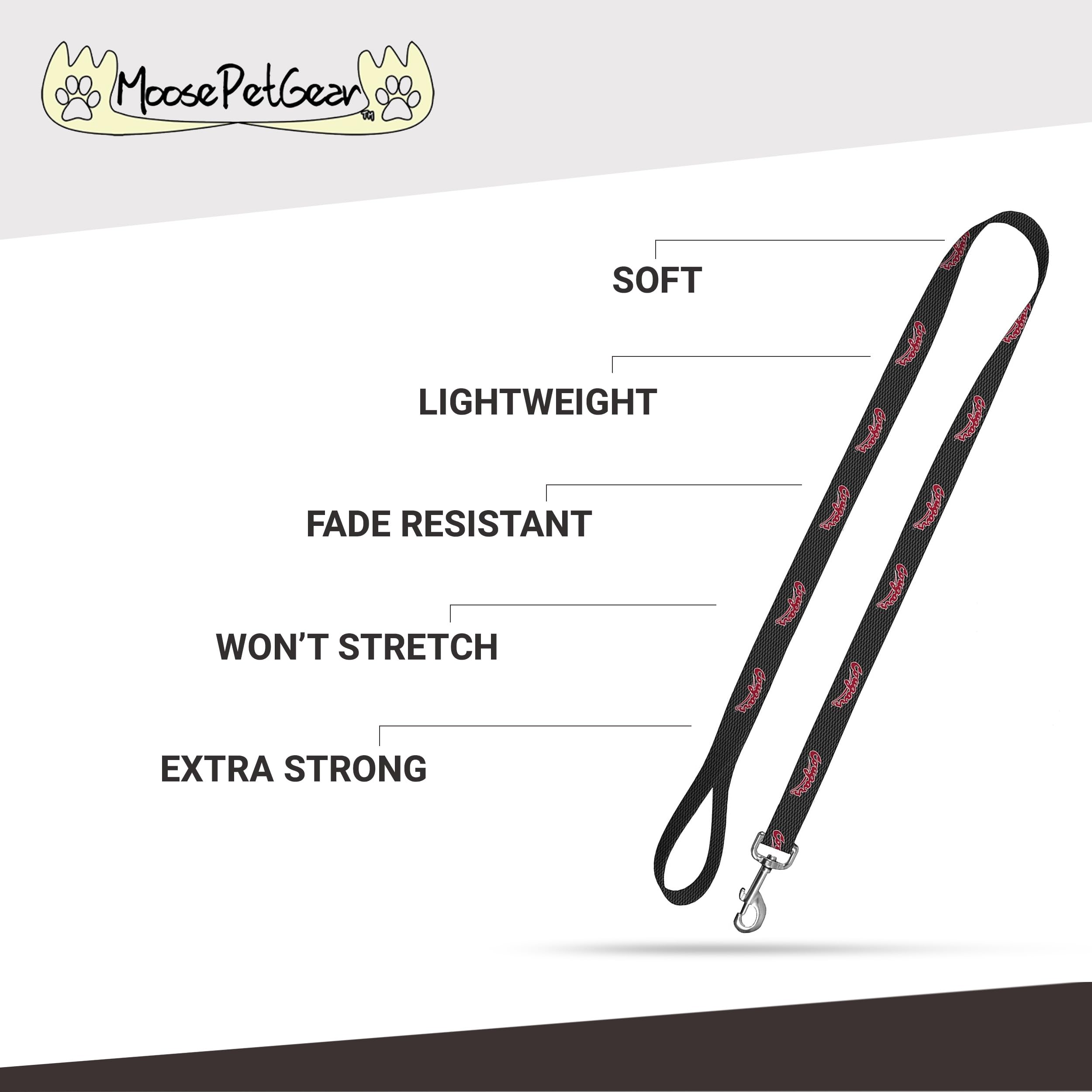 Moose Pet Wear Dog Leash - Washington State University Cougars Pet Leash, 3/4 Inch Wide X 6 Feet Long, Cougars On Carbon Fiber