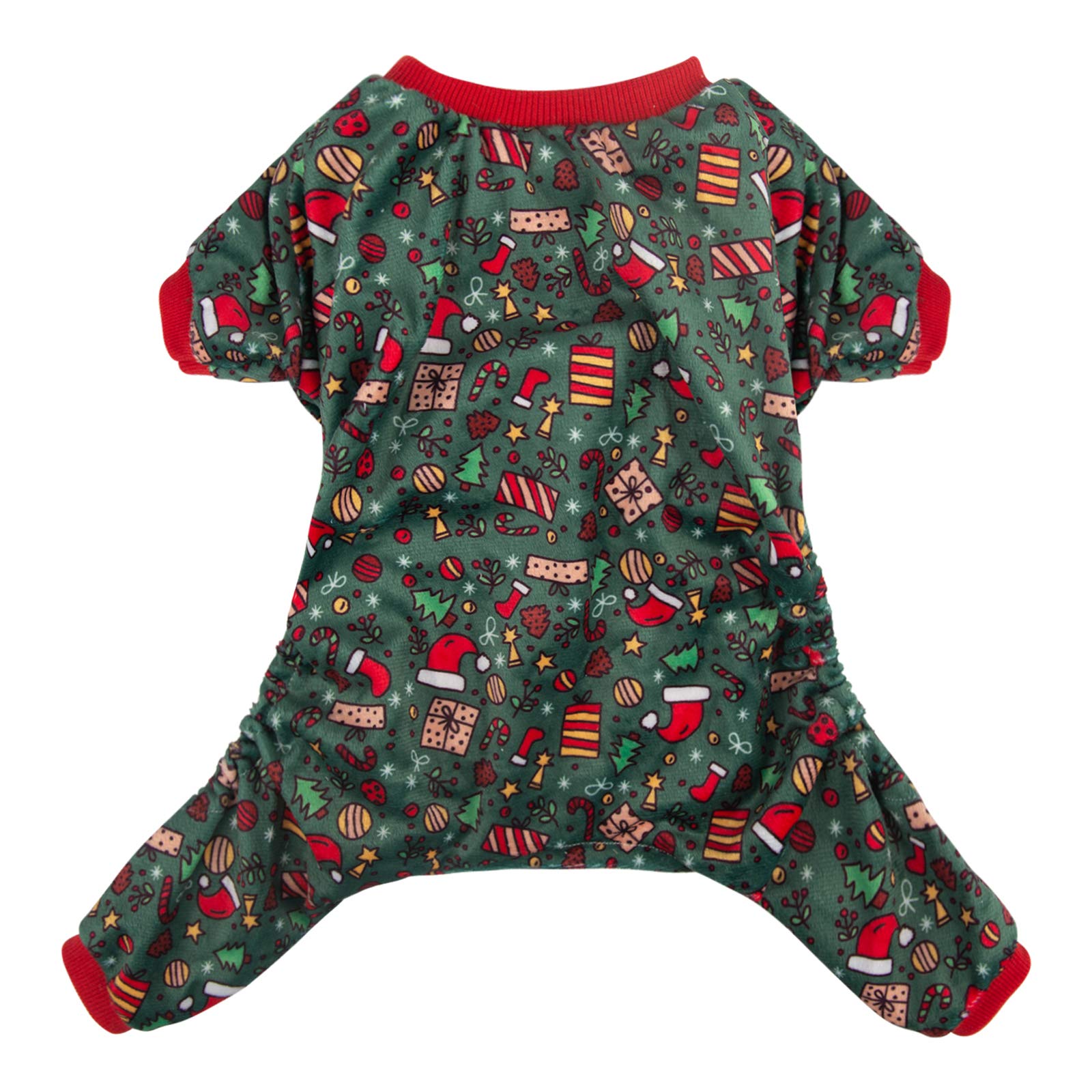CuteBone Dog Christmas Pajamas Puppy Onesies Small Dogs Soft Pjs Coat Cat Apparel Comfy Pet Clothes Outfit Doggie Bodysuit P111L