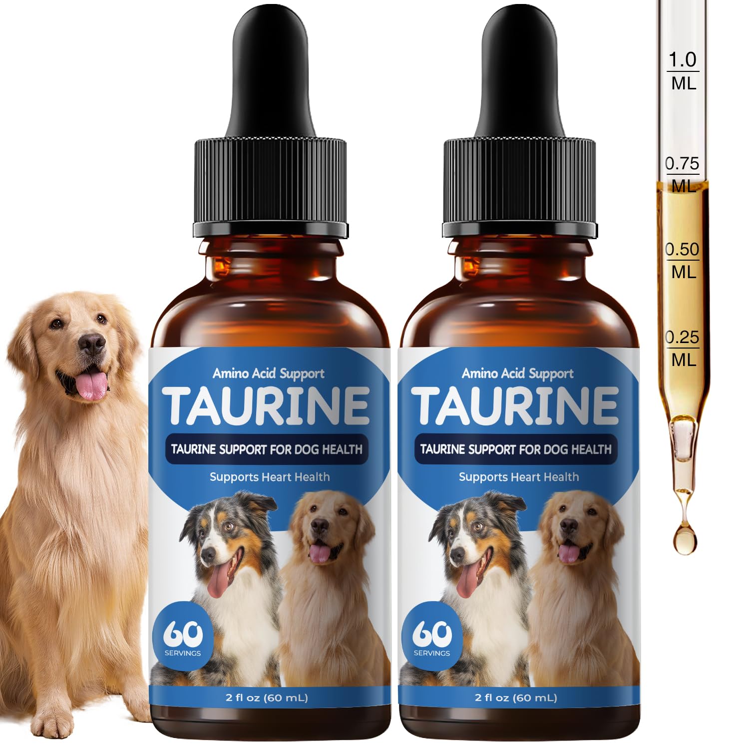 Taurine Liquid Supplement for Dogs, Daily Amino Acid Drops Supporting Heart & Muscle Function, Energy Balance & Physical Stabili