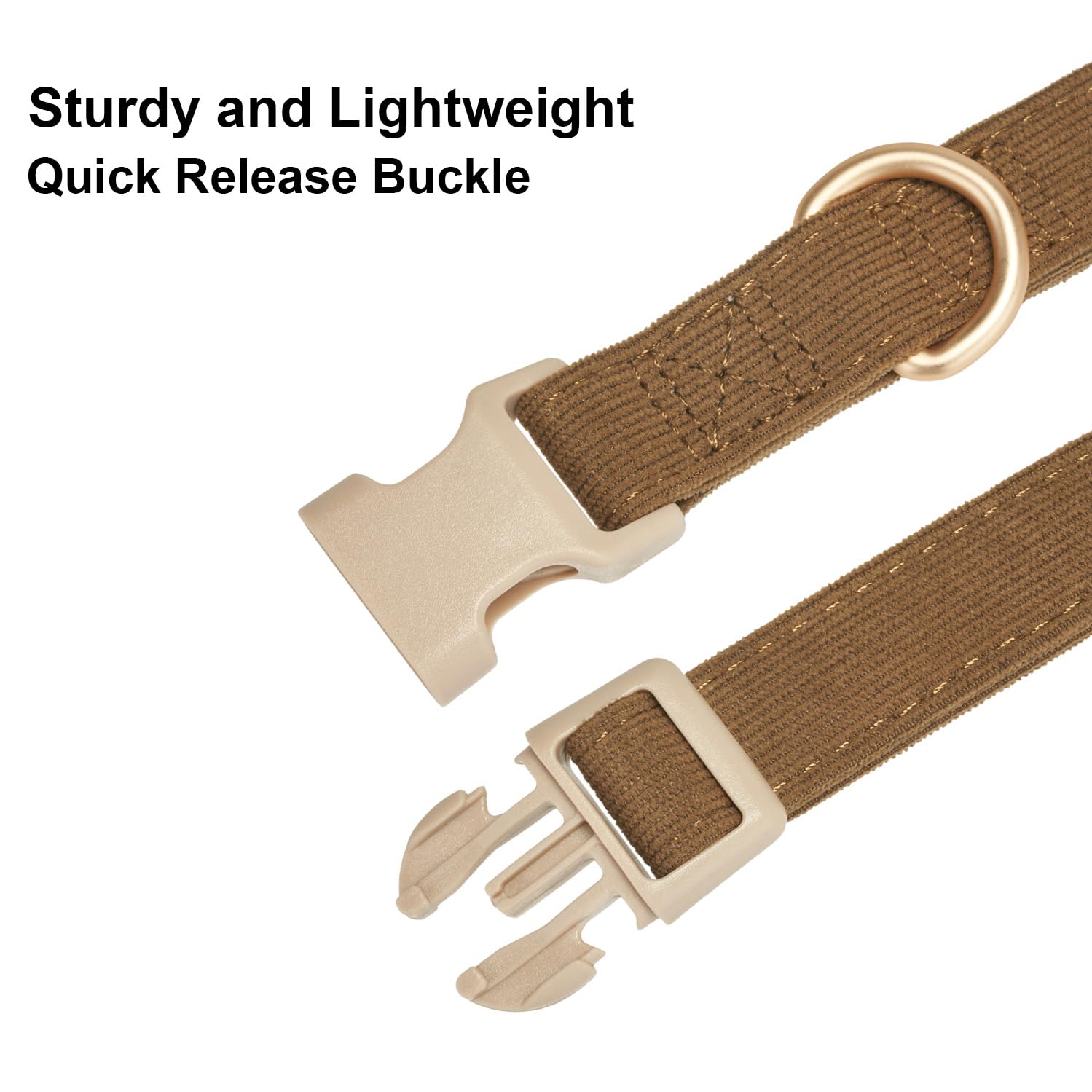 Yudote Soft Cotton Dog Collar Adjustable Corduroy Dog Collars For Small Medium Large Boy Dogs(Brown,Large)