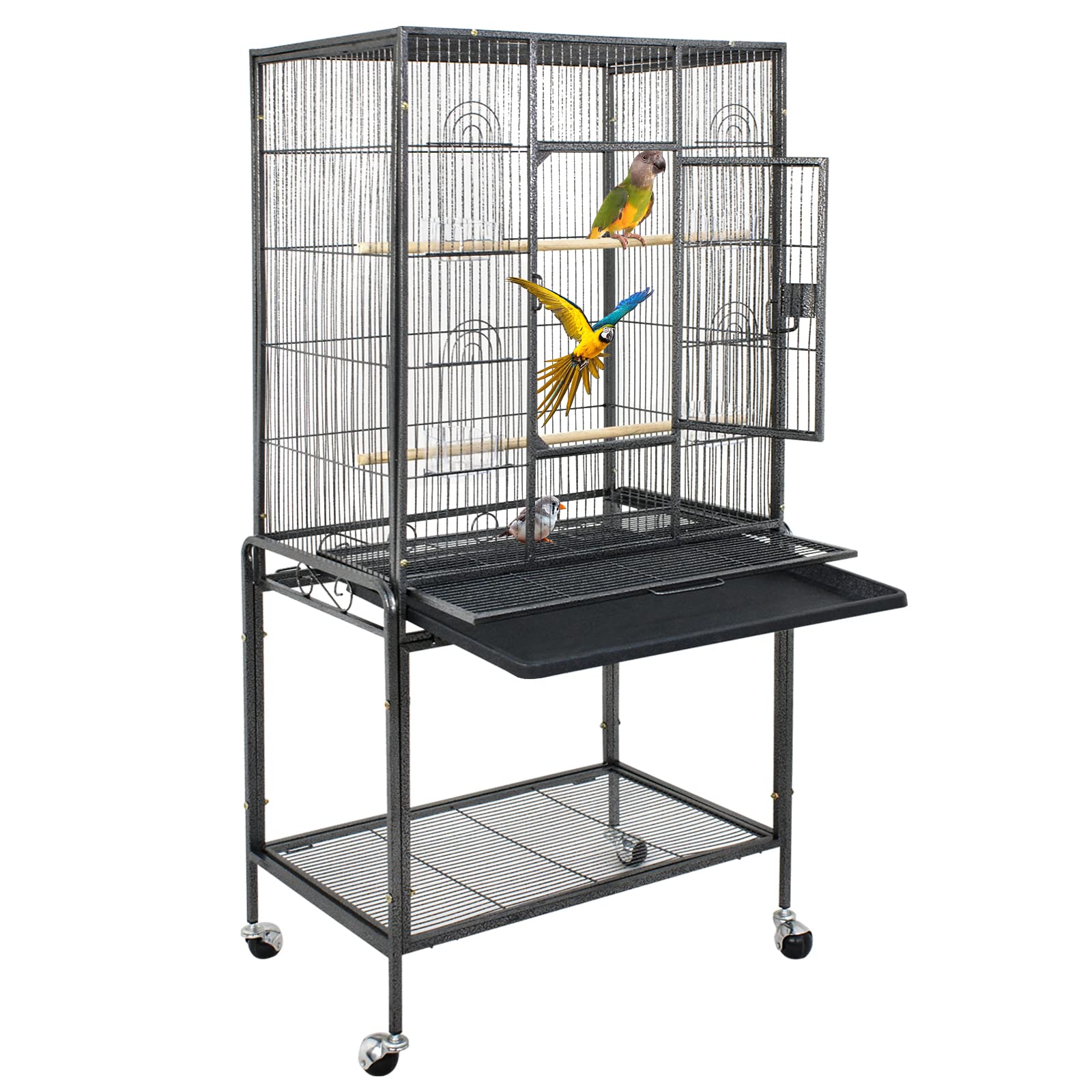 ZENY 53-Inch Bird Flight Cage, Wrought Iron Standing Large with Rolling Stand for Cockatiels Pet Parrot Parakeet Lovebird Canary