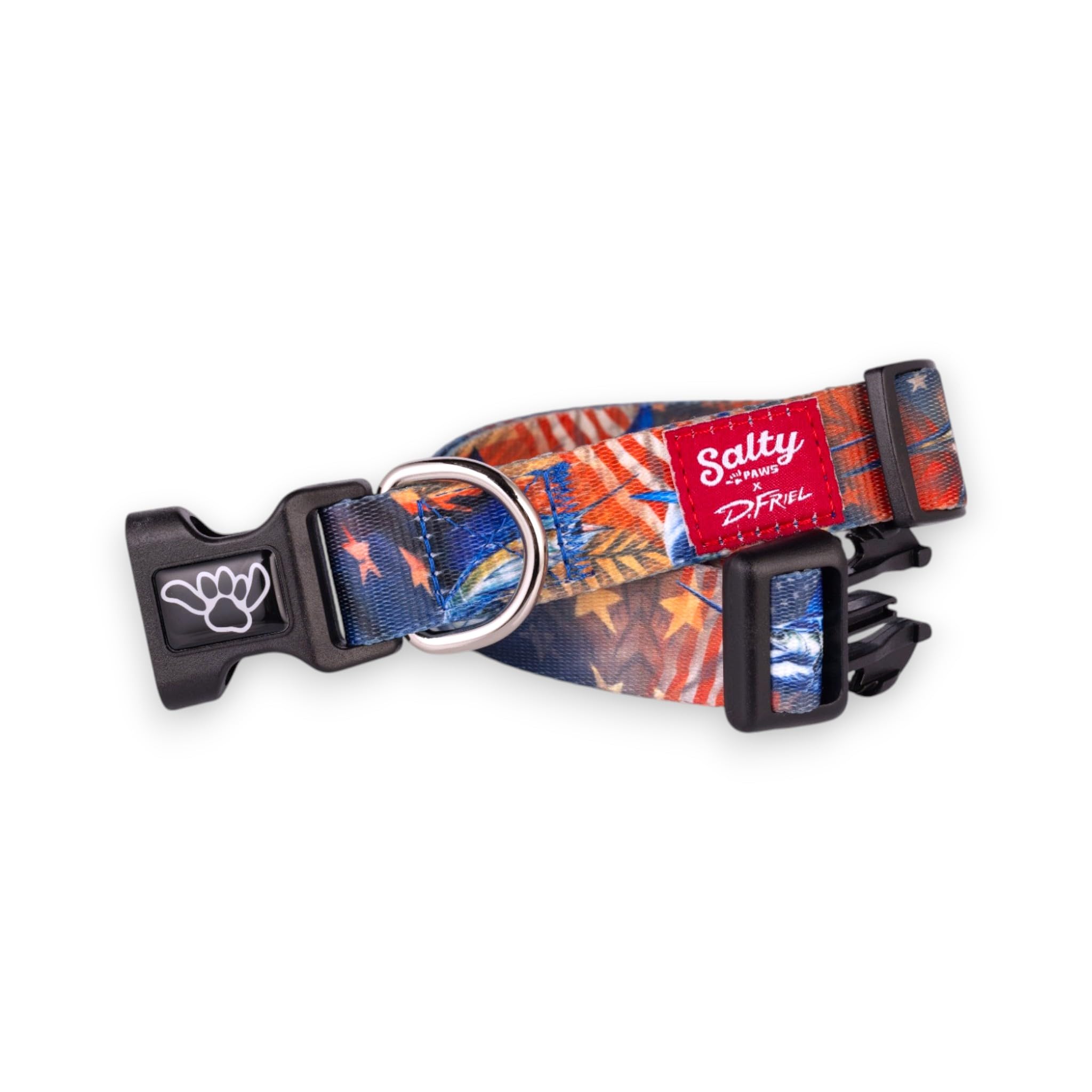 Shaka'S Salty Paws Boy & Girl Dog Collar - Small, Medium, Large (Large: 18''-26'' For Dogs 50-90 Lbs, American Flag Billfish Col