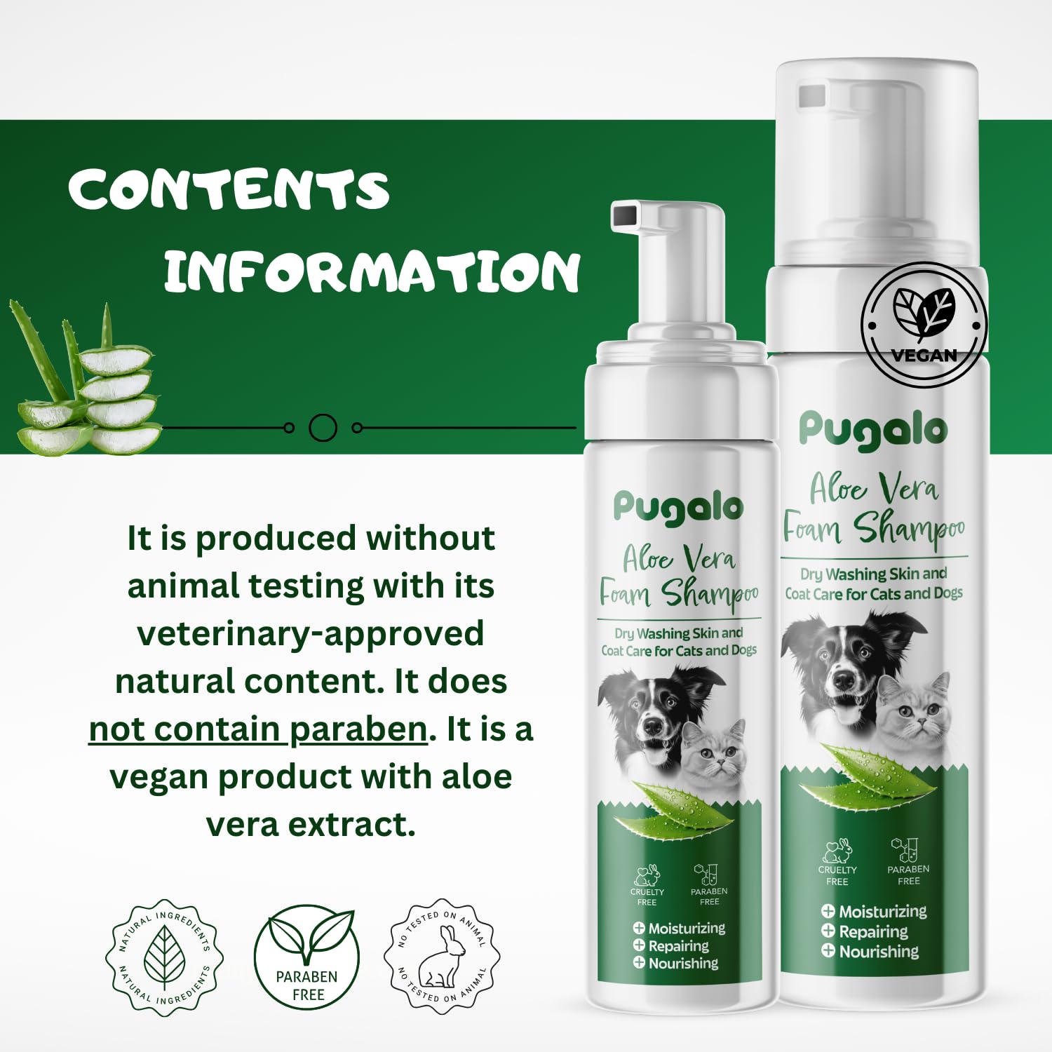 Waterless Cat & Dog Shampoo With Aloe Vera - 200Ml No-Rinse Foam Cleanser & Conditioner - Dry Shampoo For Smelly Pets