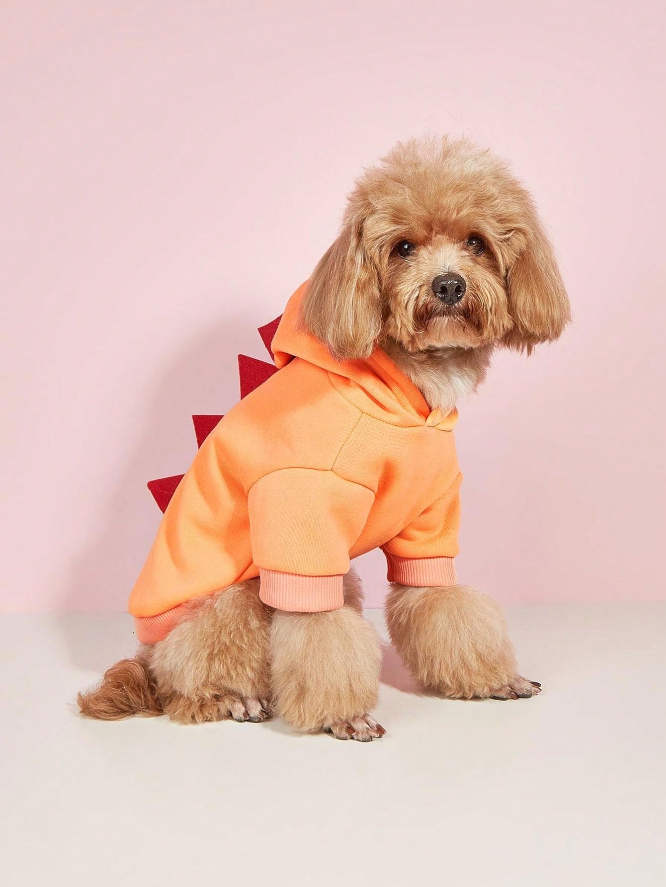Qwinee Dinosaur Dog Hoodie Dog Warm Jacket Christmas Halloween Dog Costume Dog Clothes For Puppy Kitten Small Medium Dogs Cats Solid Orange Xxs