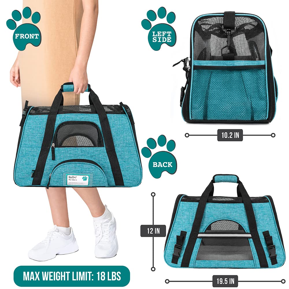 Petami Premium Airline Approved Soft-Sided Pet Travel Carrier  Ideal For Small - Medium Sized Cats Dogs And Pets  Ventilated Com