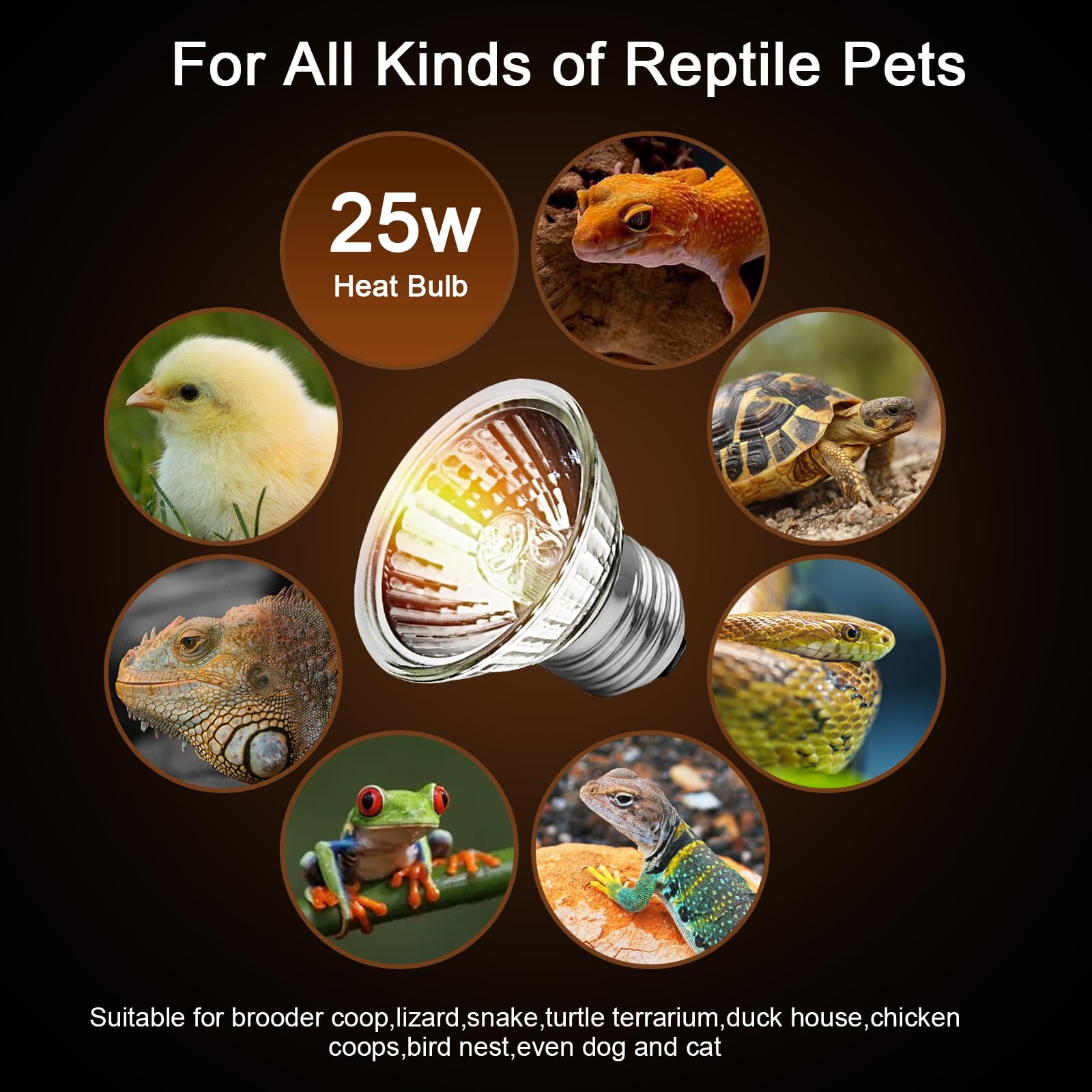 Lachesan 4-Pack 25W Uva Bulbs, Fit E26 Heat Reptile Lamp, Light Turtle Heat Lamp For Reptiles And Amphibian Tanks, Terrariums An