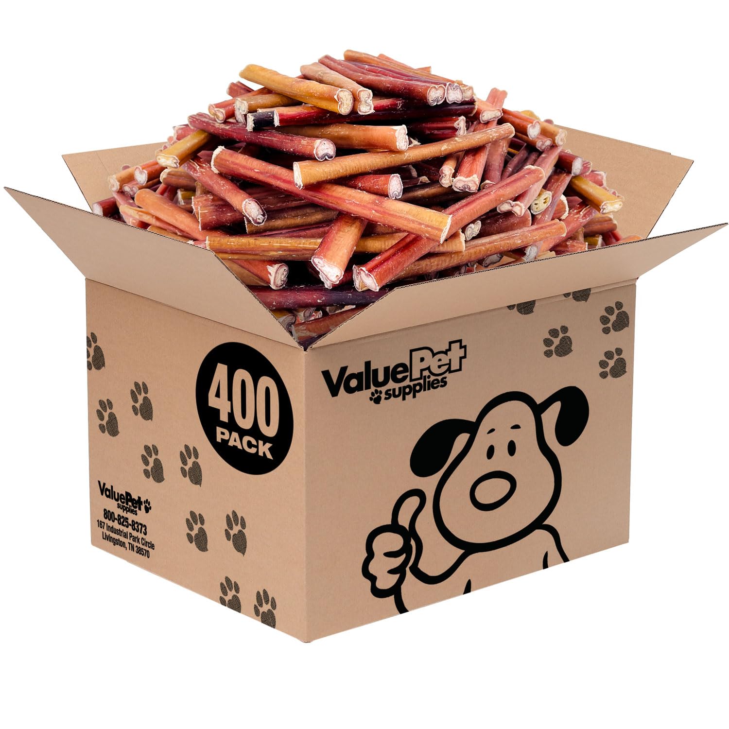 ValueBull Bully Sticks for Dogs, Medium 6 Inch, 400 Count Wholesale Pack - All Natural Dog Treats, 100% Beef Pizzles, Single Ing