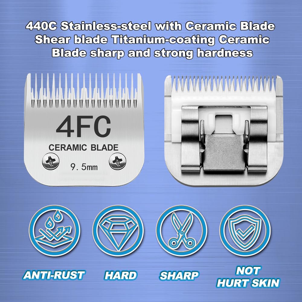 Trah 4Fc Blade Dog Grooming Clipper Replacement Blades Compatible With Andis Dog Clippers,Most A5, Wahl Km Series Clippers,Detac