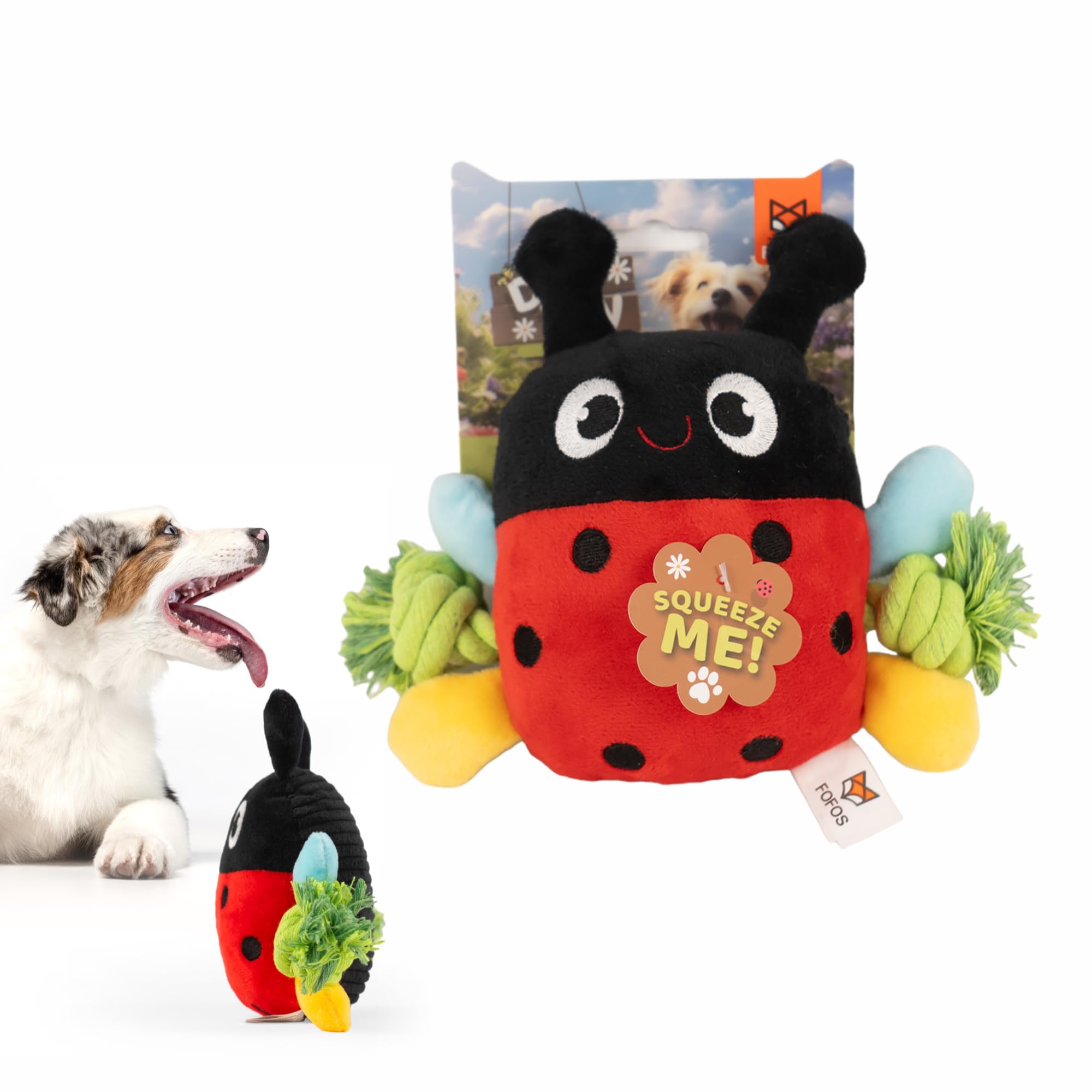 Barkbutler X Fofos Garden Ladybug Plush  Soft & Squeaky Toys For Dogs, Dog Toys For Small To Medium Dogs (020Kgs)  Red