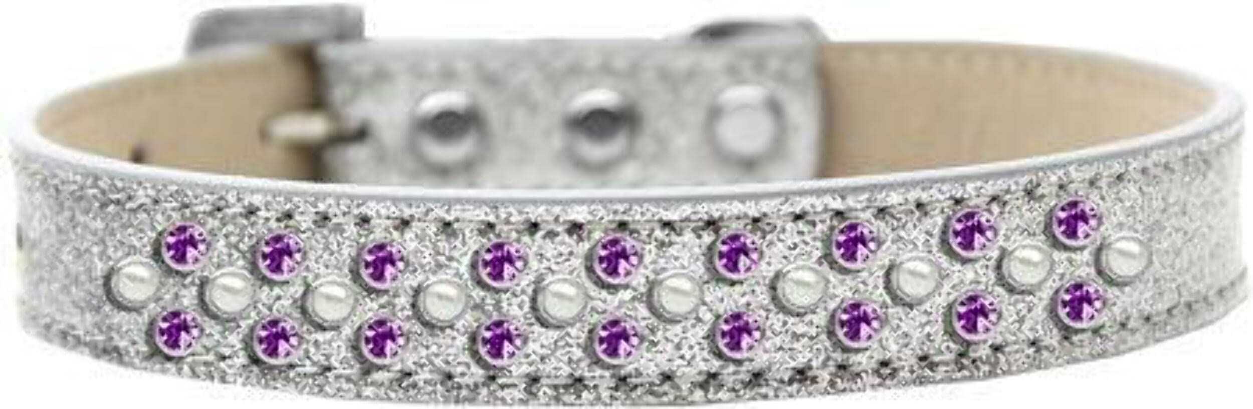 Mirage Pet Products Sprinkles Ice Cream Dog Collar with Pearl and Purple Crystals, Size 14, Purple