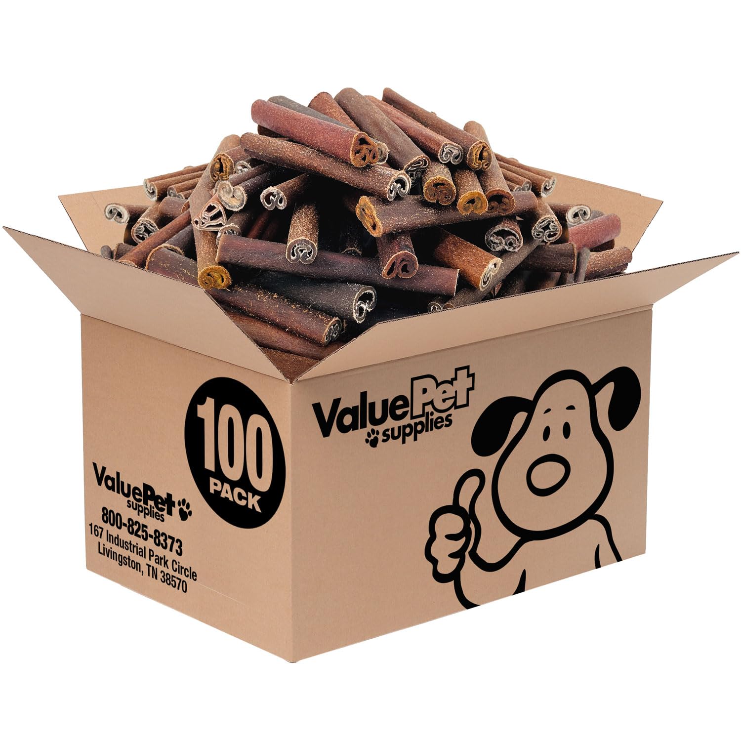 ValueBull USA Collagen Sticks for Dogs, 6 Inch Jumbo Chews, Natural Long-Lasting Dog Treats, 100 Count Bulk Pack - Supports Join