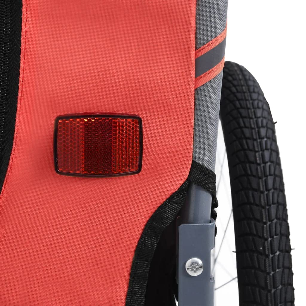 Vidaxl Dog Bike Trailer - Red And Black, Sturdy Steel Frame, Oxford Fabric, Dual Entry, Water-Resistant, Mesh Ventilation, Safety Reflectors, Non-Slip Base, Quick Release Hitch
