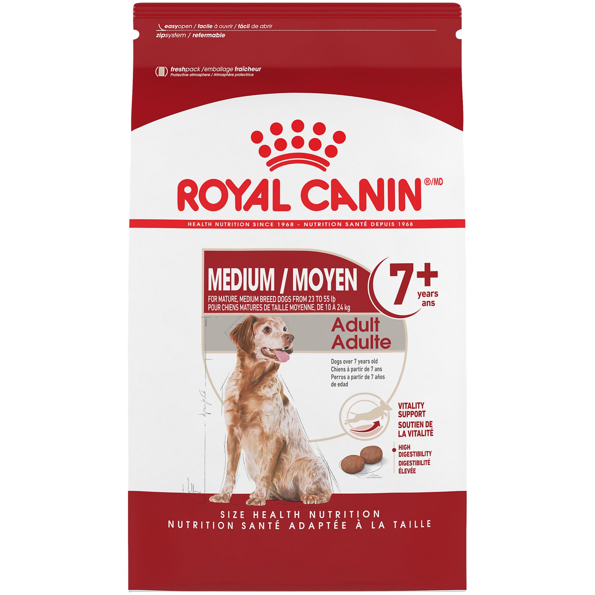 Royal Canin Size Health Nutrition Medium Adult 7+- Dry Dog Food, 30lb Bag