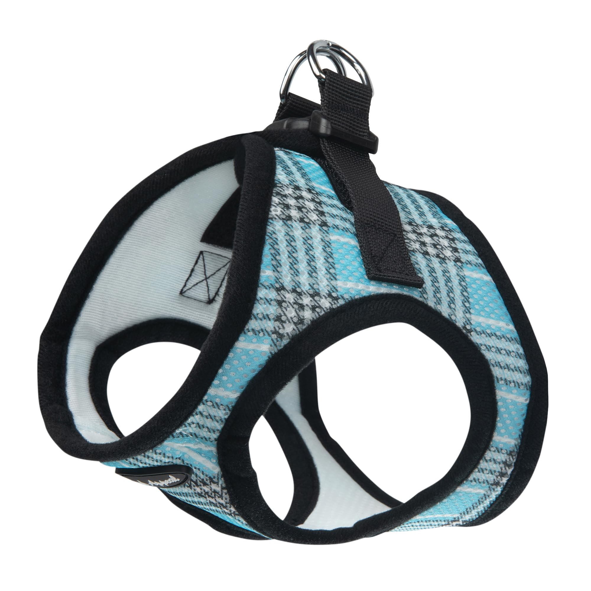 Bark Appeal Step-In Dog Harness, Mesh Step In Dog Vest Harness For Small & Medium Dogs, Non-Choking With Adjustable Heavy-Duty Buckle For Safe, Secure Fit - (Medium, Blue Plaid)