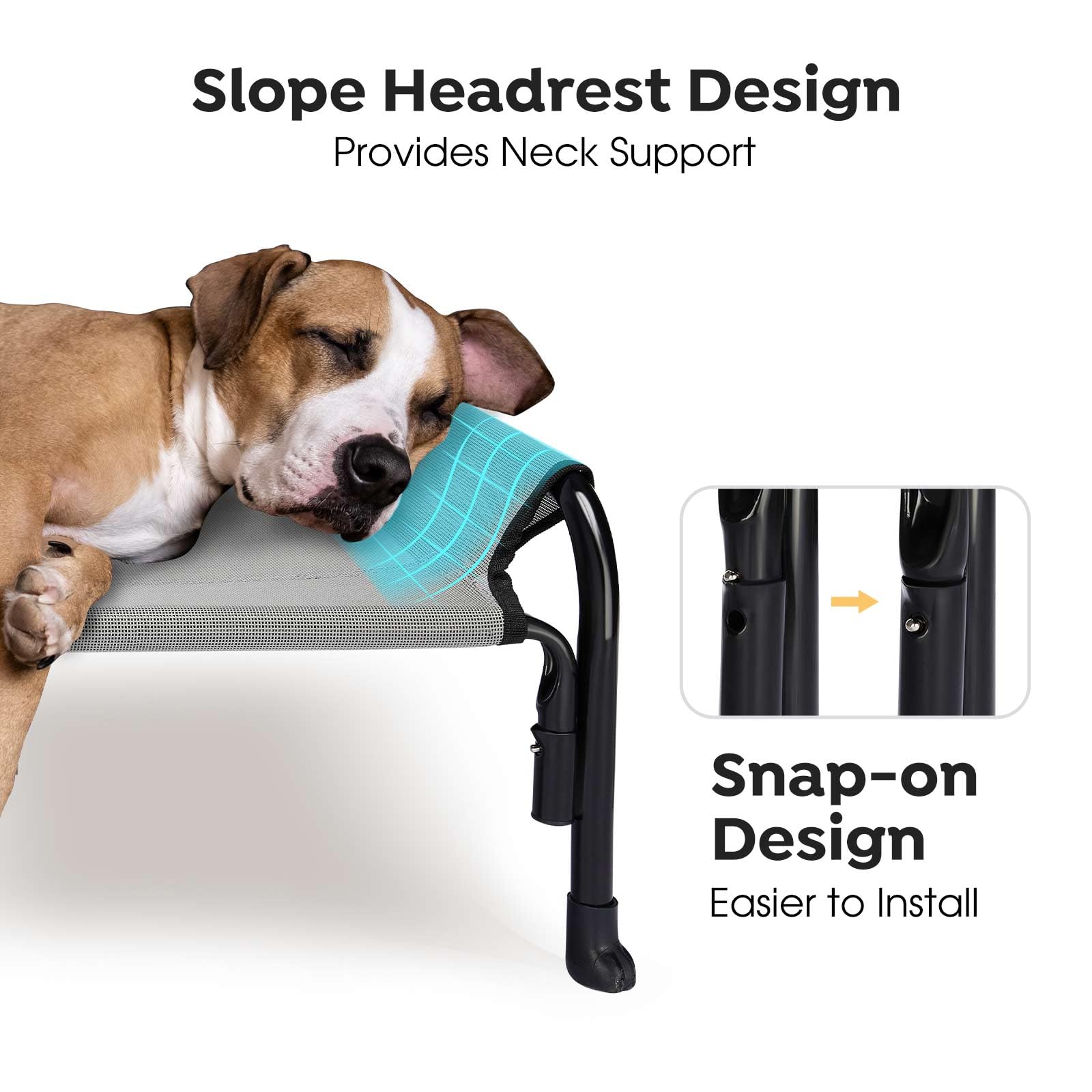 Veehoo Elevated Dog Bed, Outdoor Raised Dog Cots Bed for Large Dogs, Cooling Camping Elevated Pet Bed with Slope Headrest for In