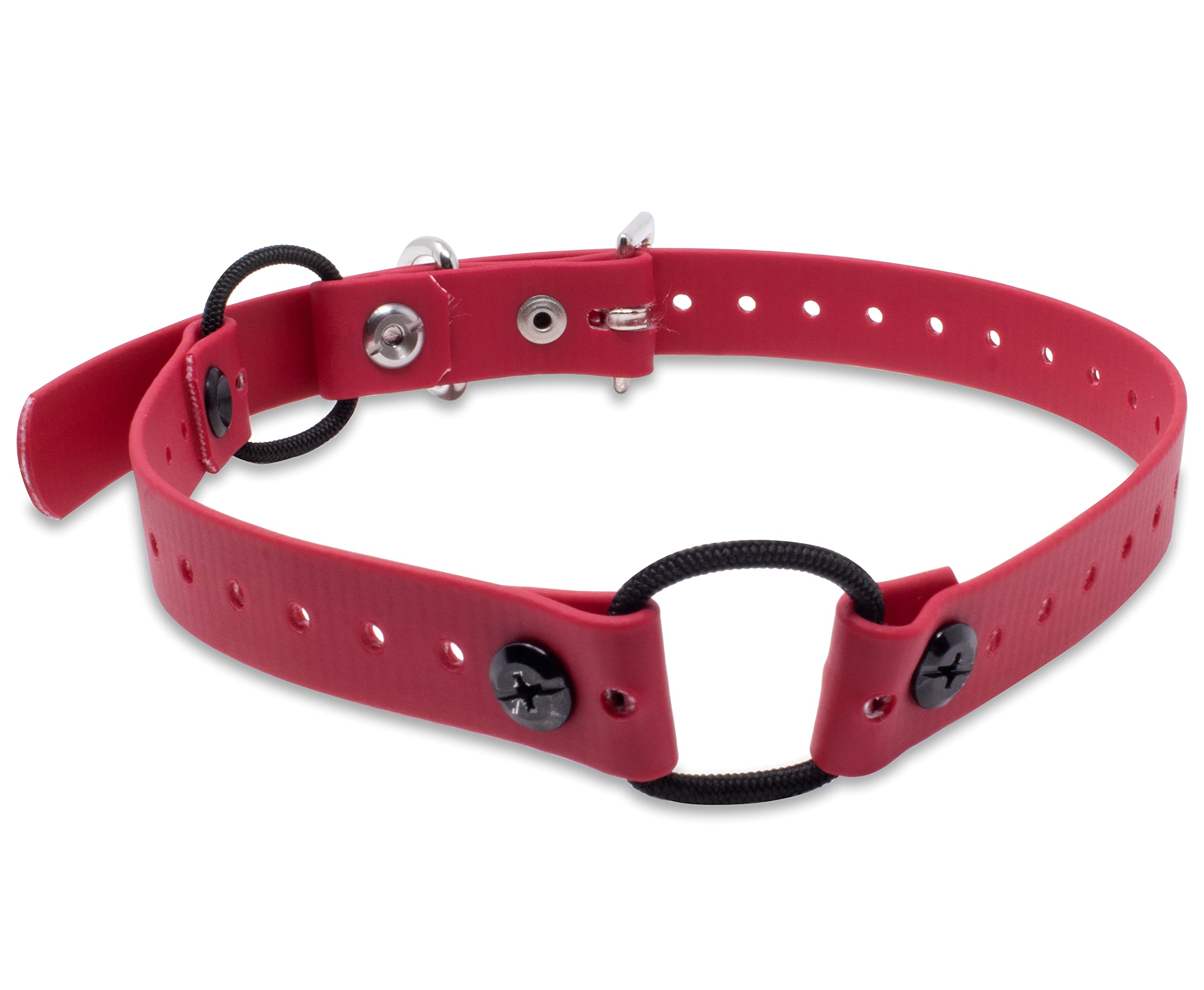 Educator Dog Mini Double Bungee Dog Collar, Biothane, Waterproof, Odorproof, Metal Buckle And D Ring With Two Comfort Loops, Adjustable For Custom Fit, 3/4-Inch, Red