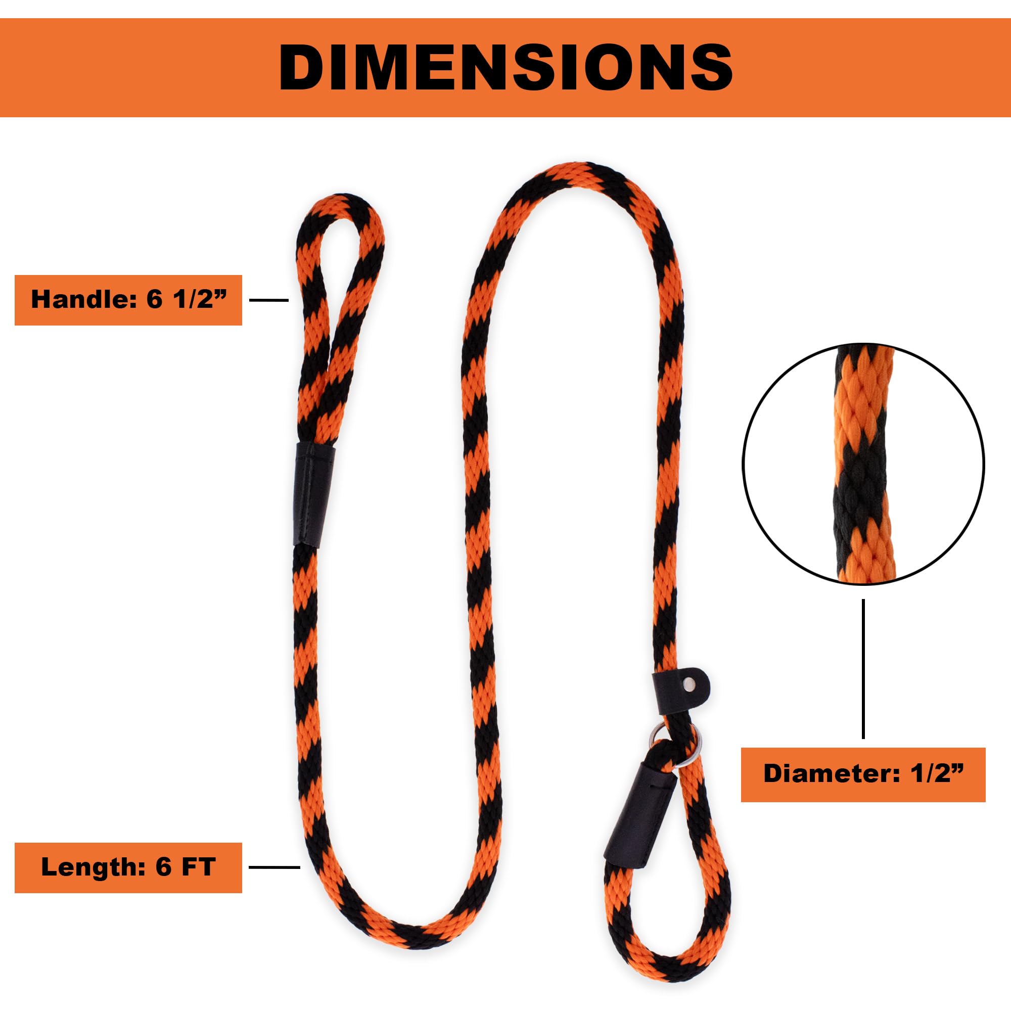 Slip Lead Dog Leash Made In The Usa | All In One No Pull Dog Leash And Collar With Adjustable Loop | 1/2    Thick For Large Dogs