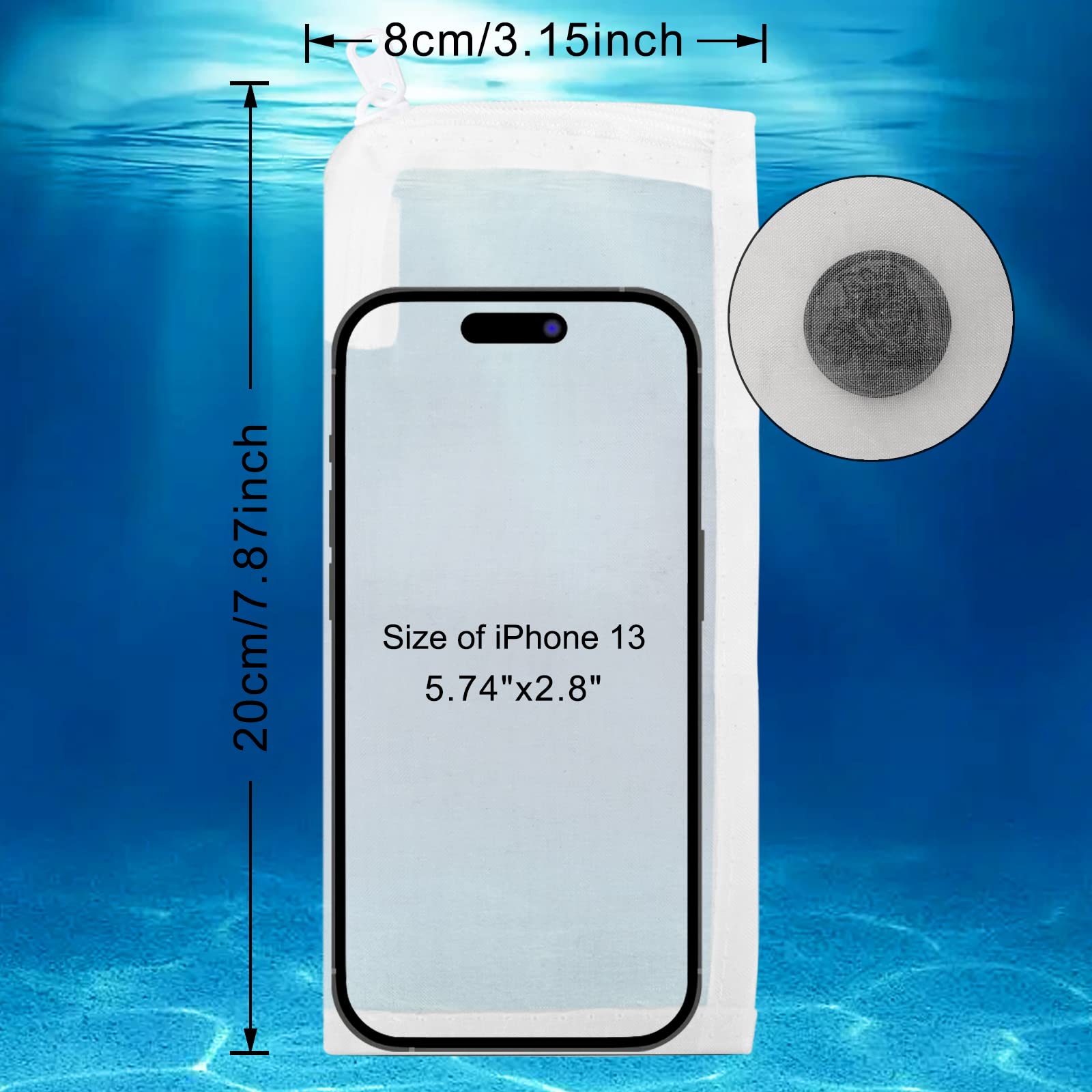 Segarty Media Bags For Aquarium Filter, 10 Pack 0.15Mm Extra Fine Mesh 7.7 X 3 Reusable White Nylon Net Bags With Plastic Zipper