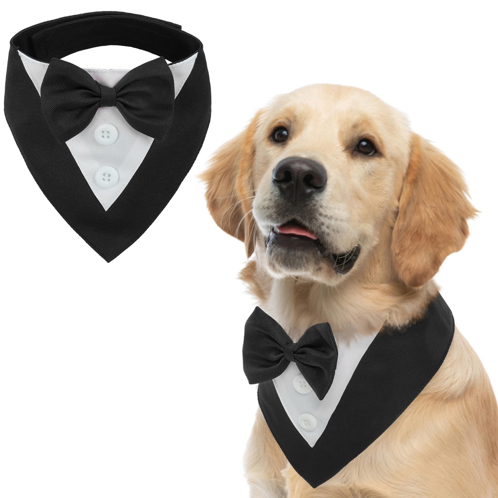 Fuamey Dog Tuxedo,Formal Dog Wedding Bandana Dog Collar With Bow Tie Dog Birthday Costume Adjustable Pet Party Tux Dog Wedding Attire,Dog Valentines Outfit Cosplay For Small Medium Large Pets Grey Xl